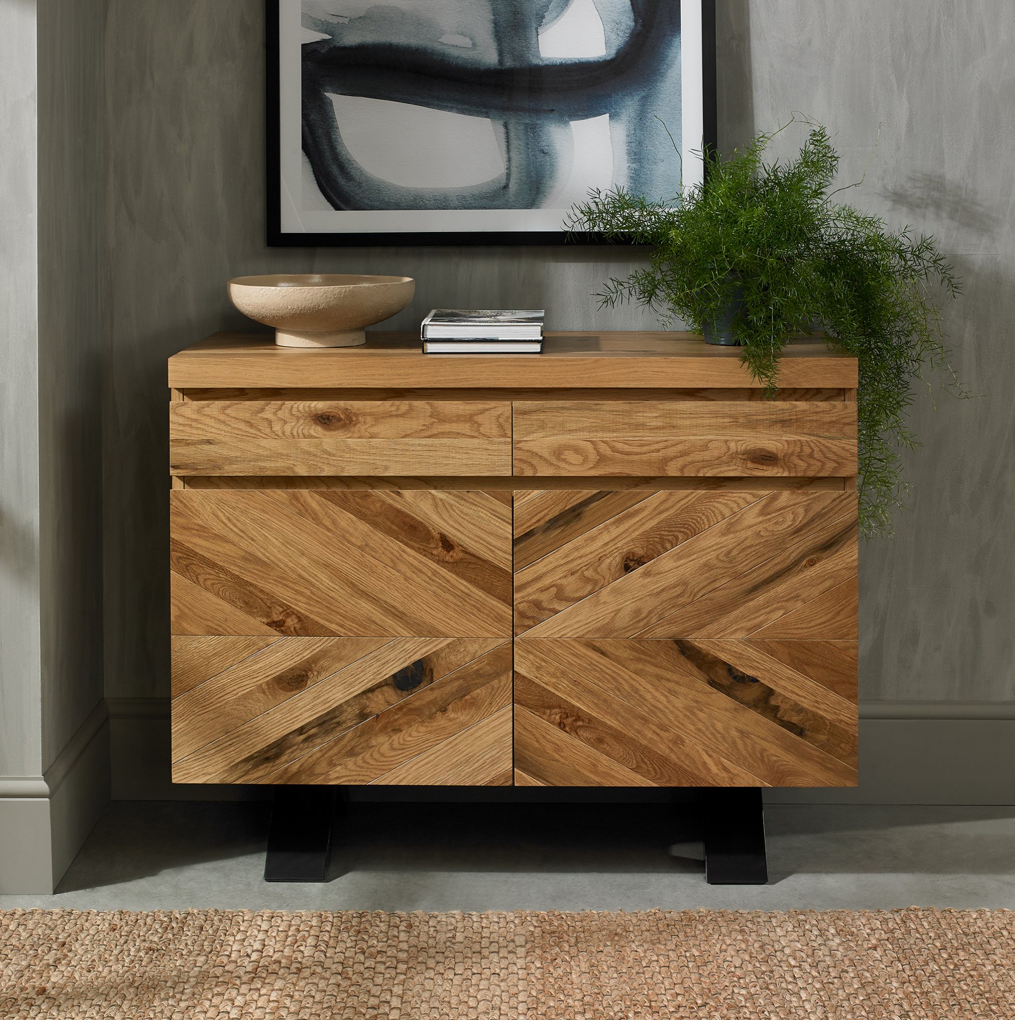 Home Origins Bosco Rustic Oak Narrow Sideboard- feature