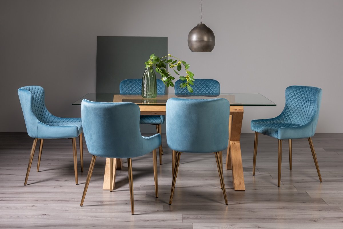 Goya - Light Oak Glass 6 Seater Dining Table