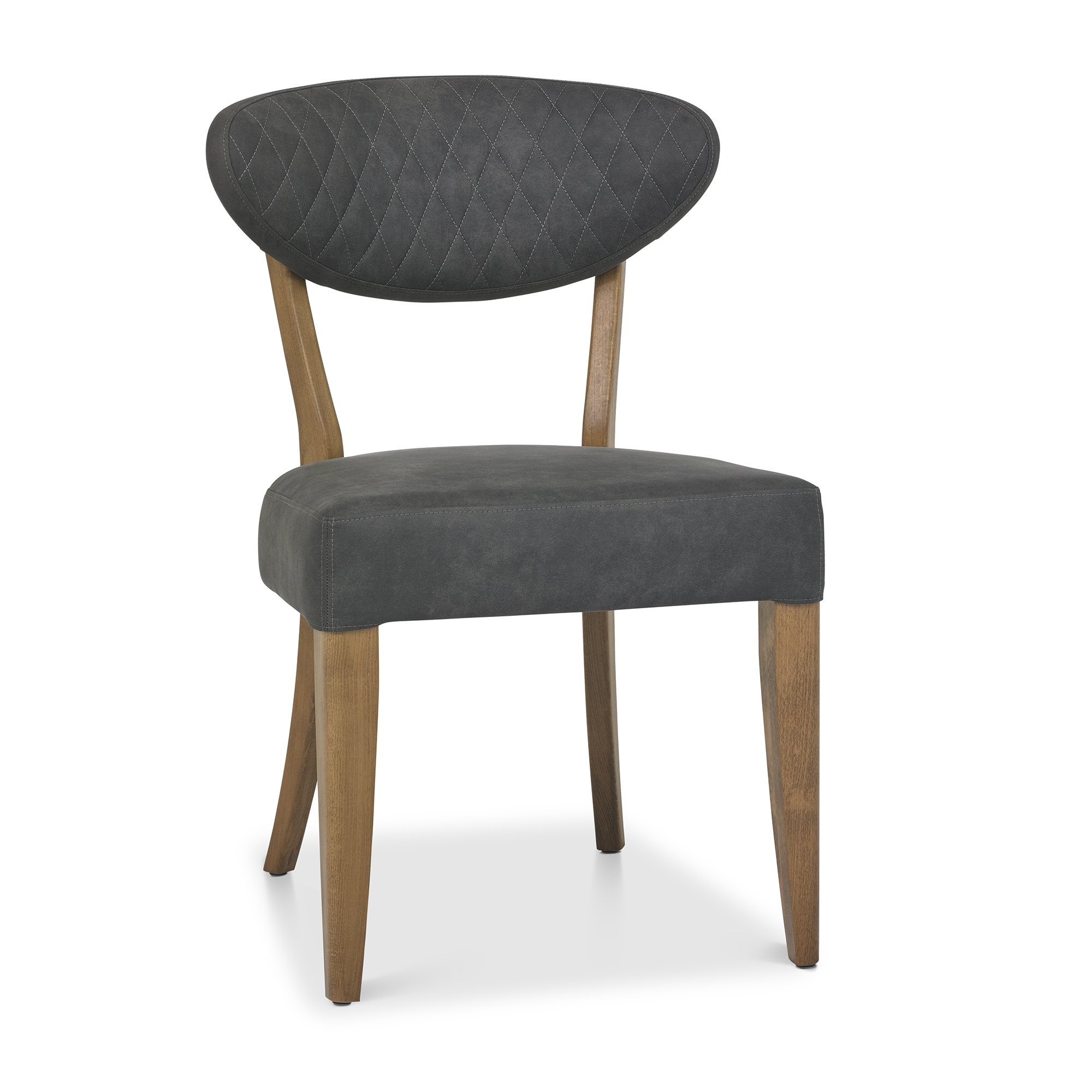 Home Origins Bosco Rustic Oak Upholstered Chair- Dark Grey Fabric- front angle shot