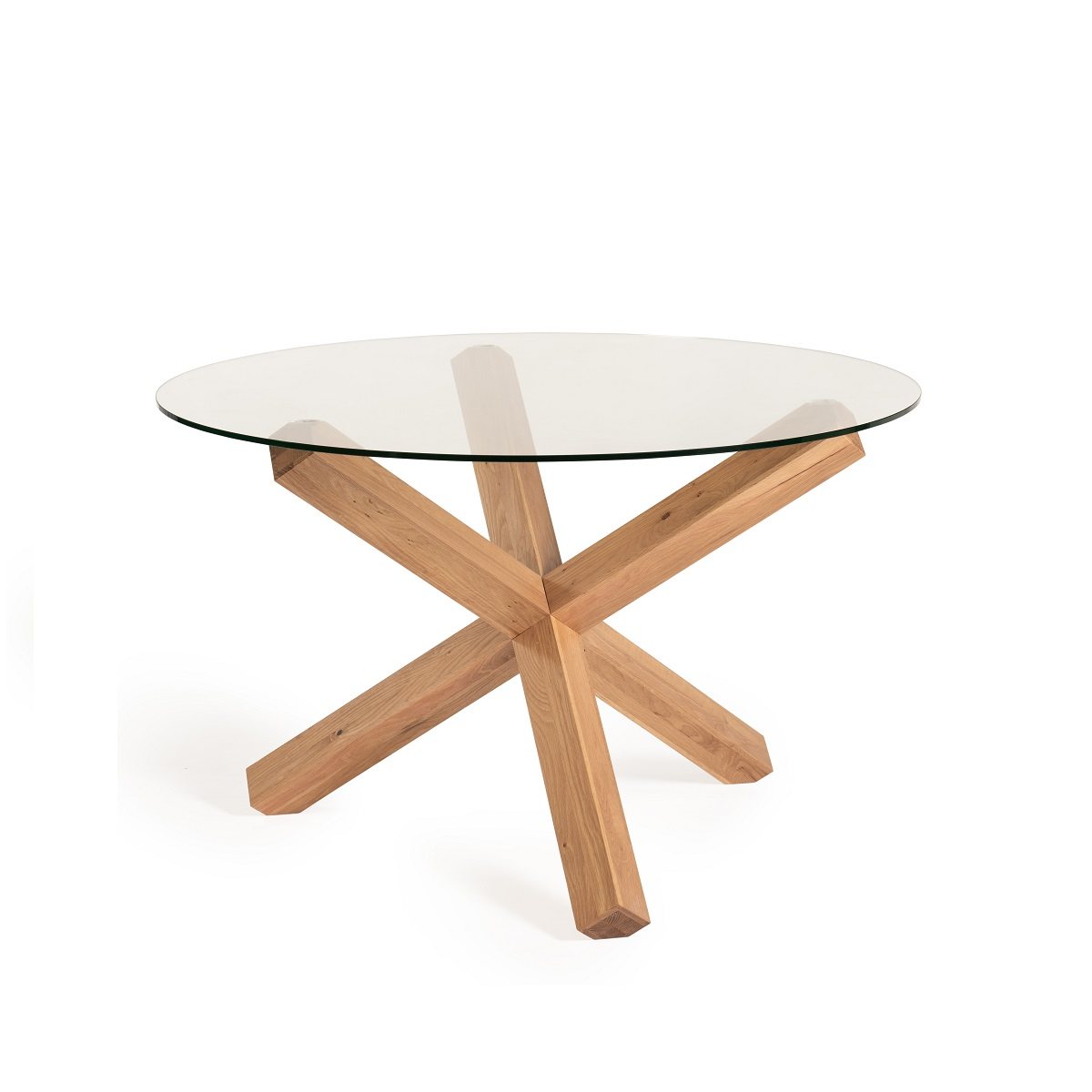 Goya - Light Oak Glass 4 Seater Circular Dining Table
