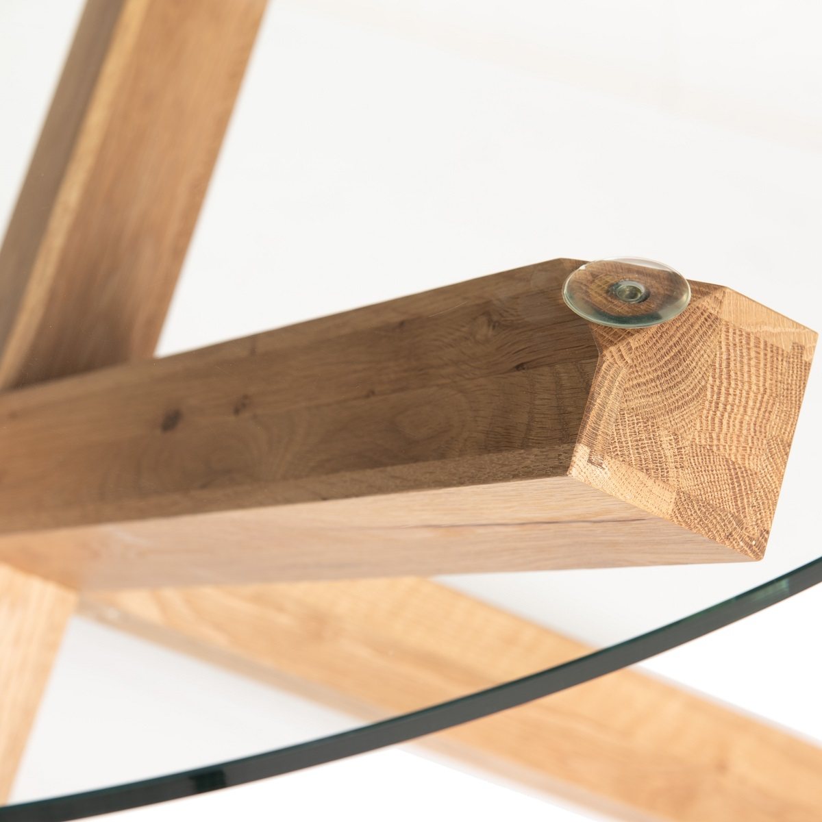 Goya - Light Oak Glass 4 Seater Circular Dining Table