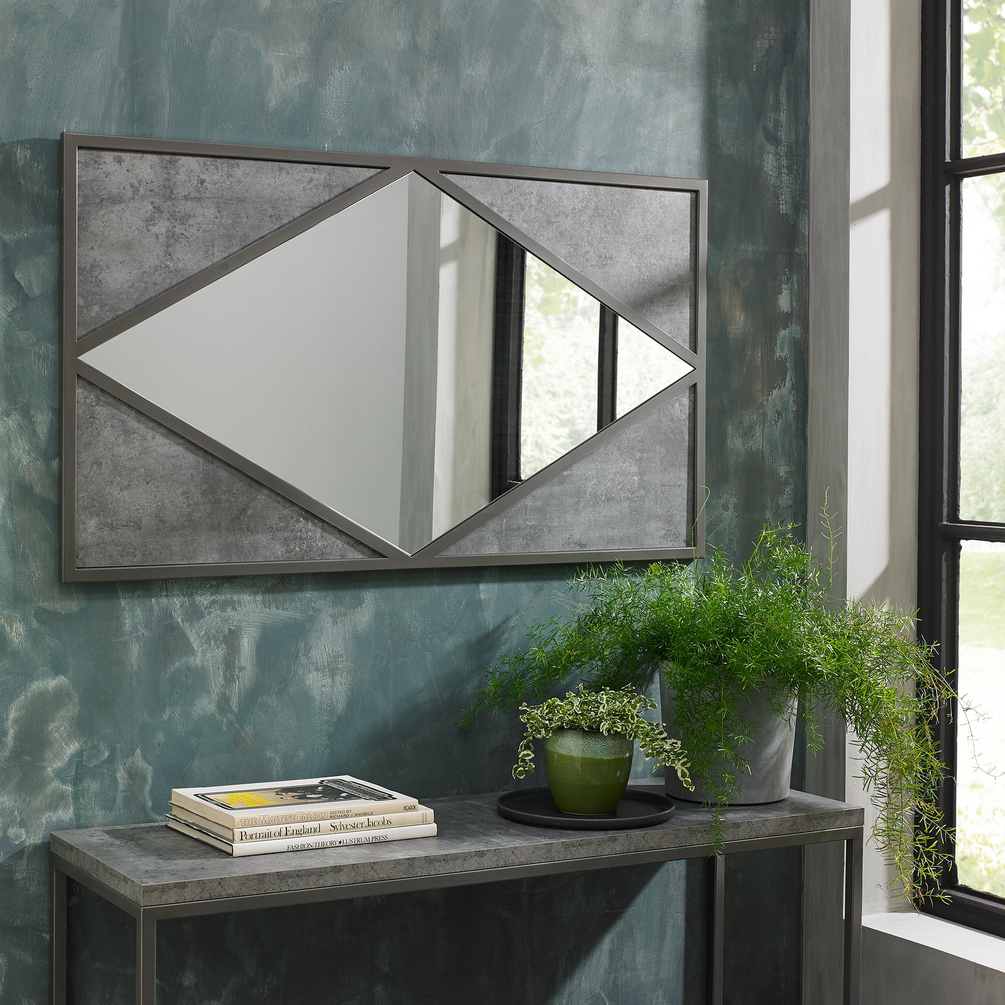 Home Origins Degas Zinc & Dark Grey Wall Mirror Rectanglular - feature
