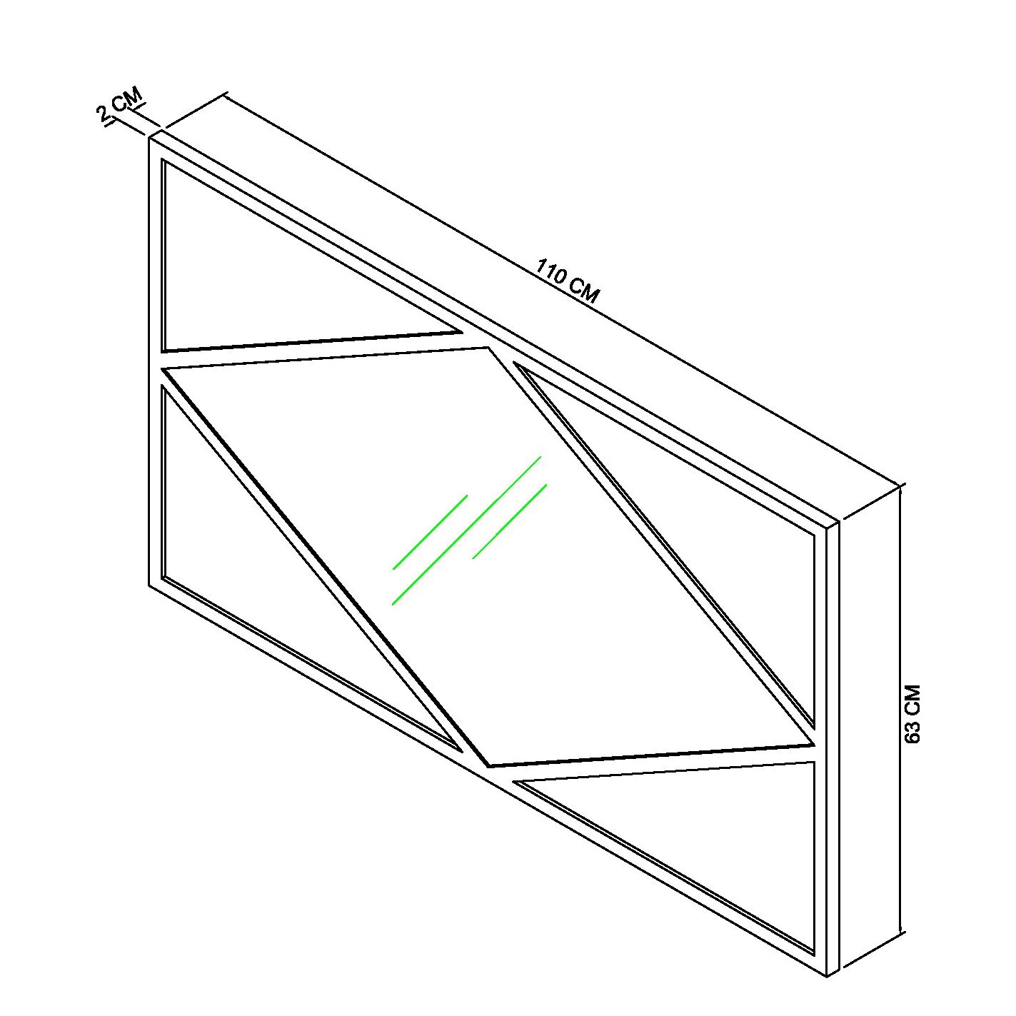 Home Origins Degas Zinc & Dark Grey Wall Mirror Rectanglular - line drawing