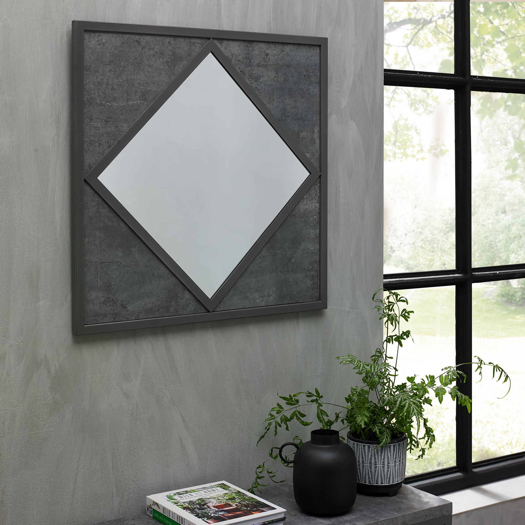 Home Origins Degas Zinc & Dark Grey Wall Mirror - feature