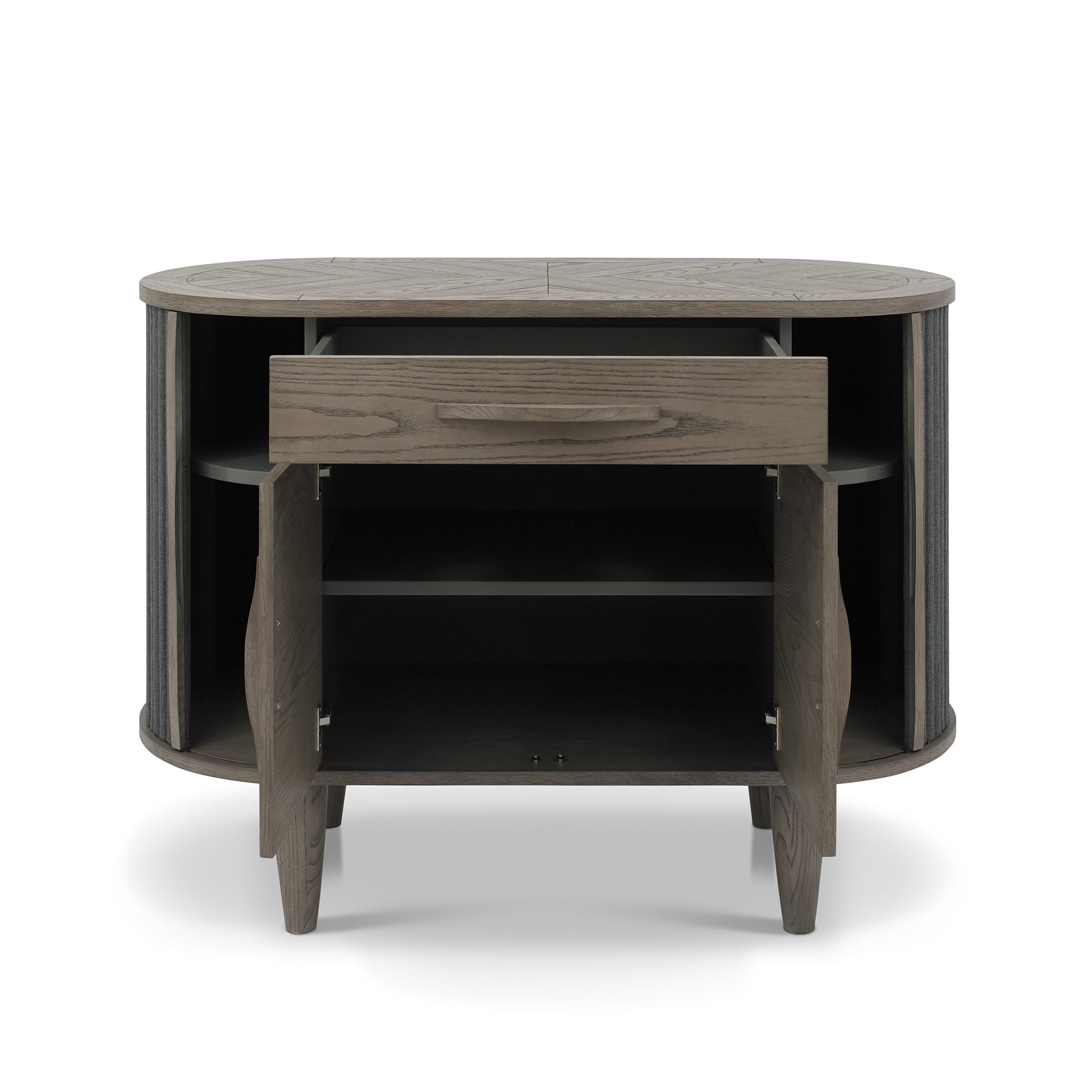 Home Origins Monet Silver Grey Narrow Sideboard- front open