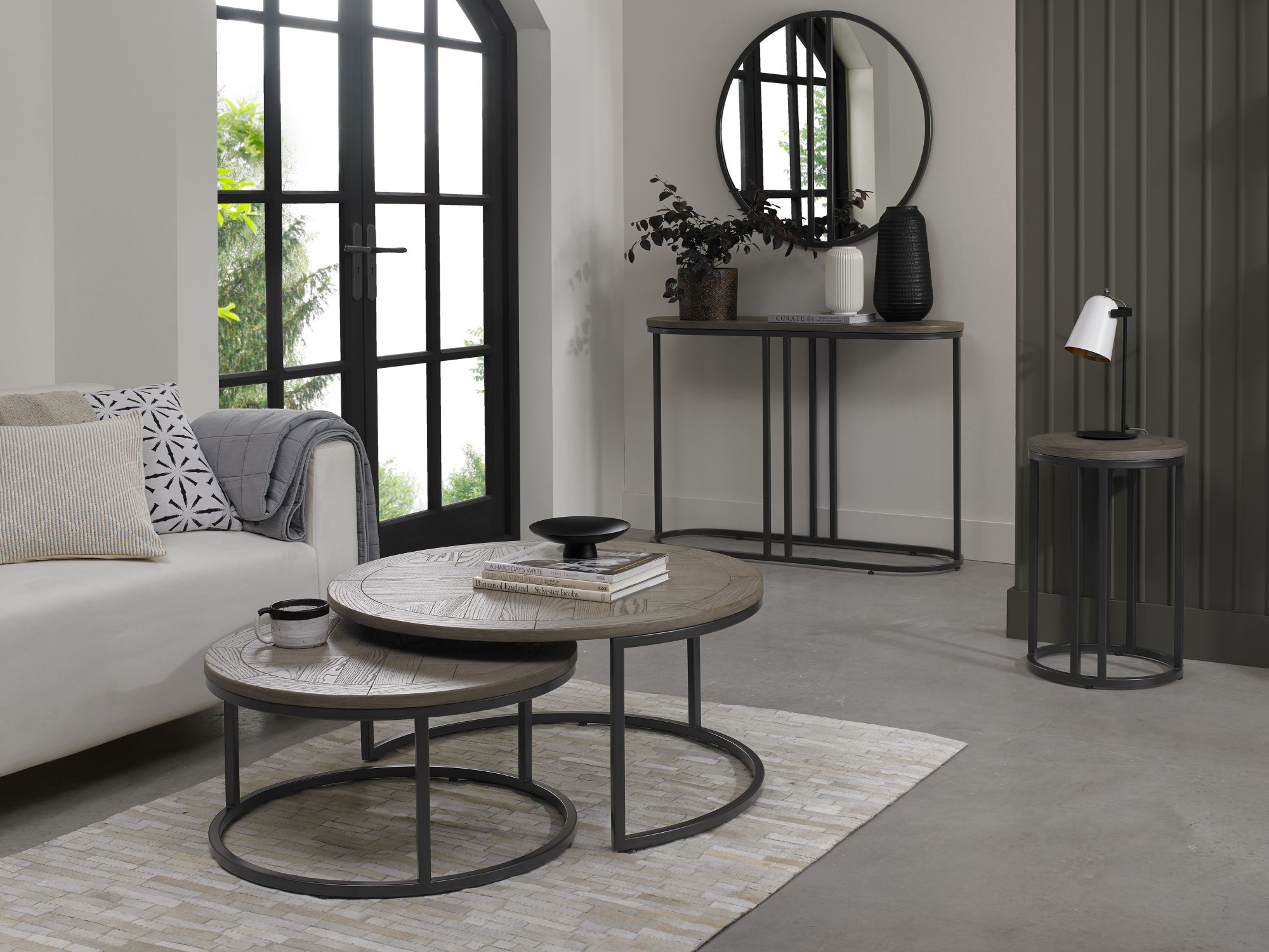 Home Origins Monet Silver Grey Nest of Coffee Table- lifestyle