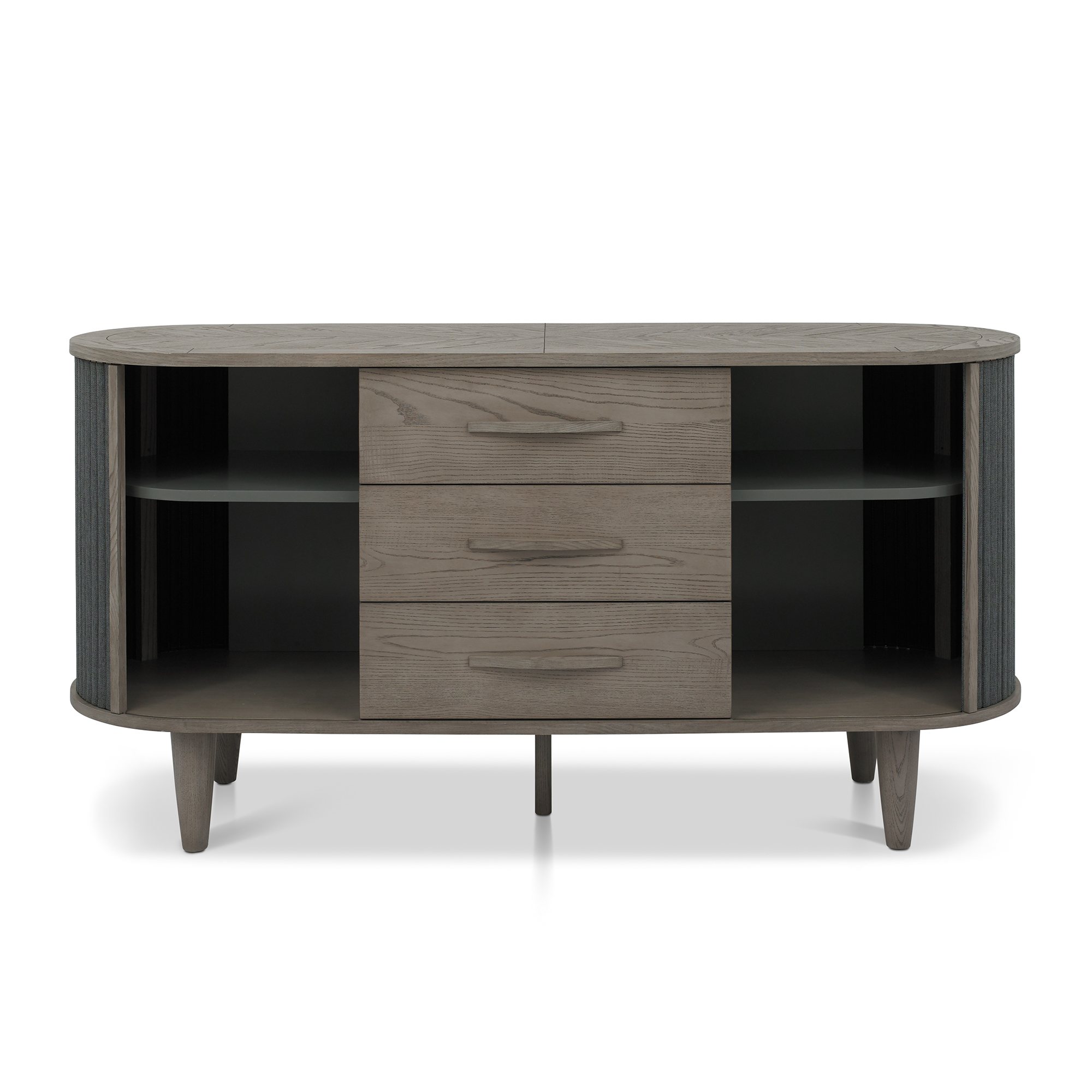 Home Origins Monet Silver Grey Wide Sideboard- front open