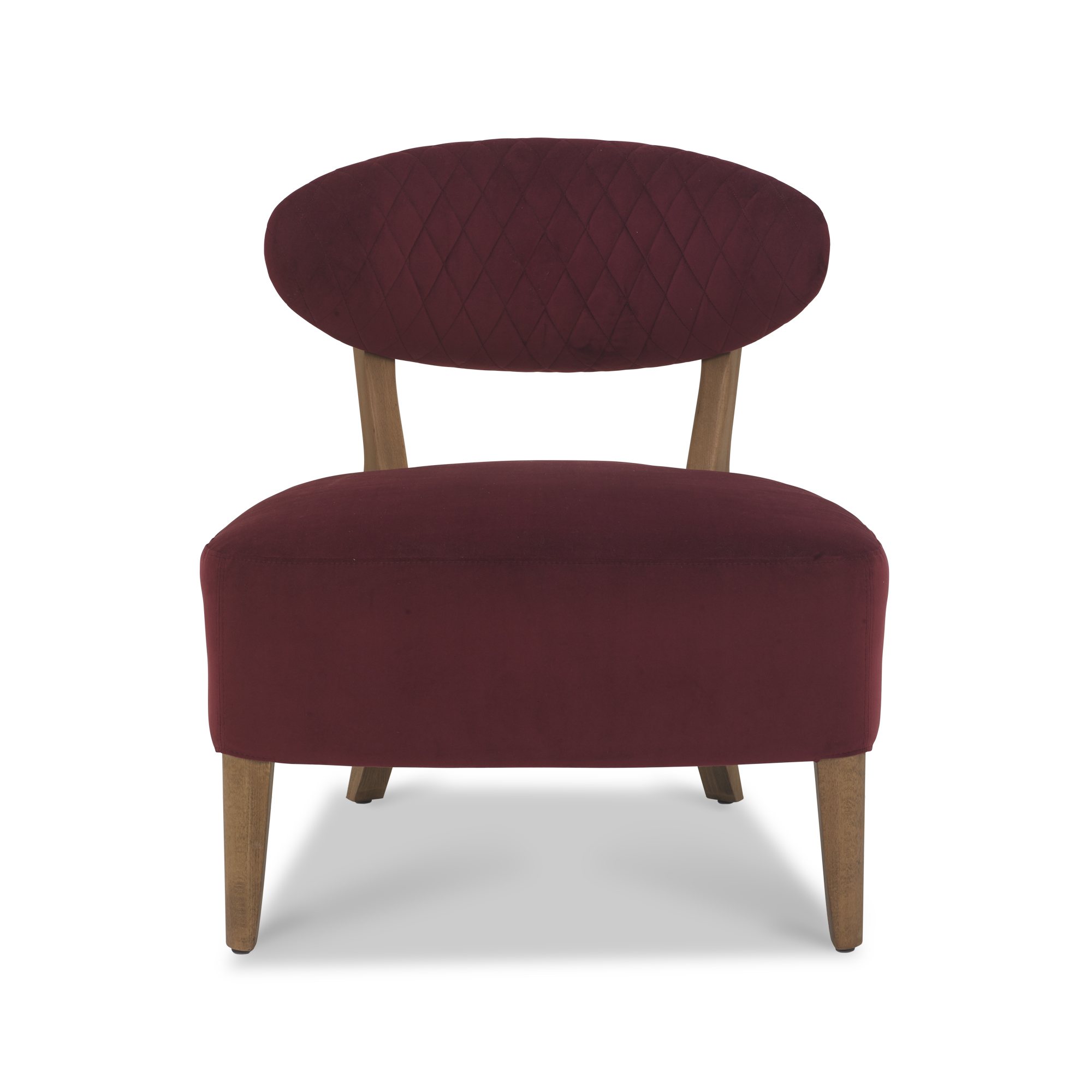 Home Origins Bosco Rustic Oak Casual Chair- Crimson Velvet Fabric- front on