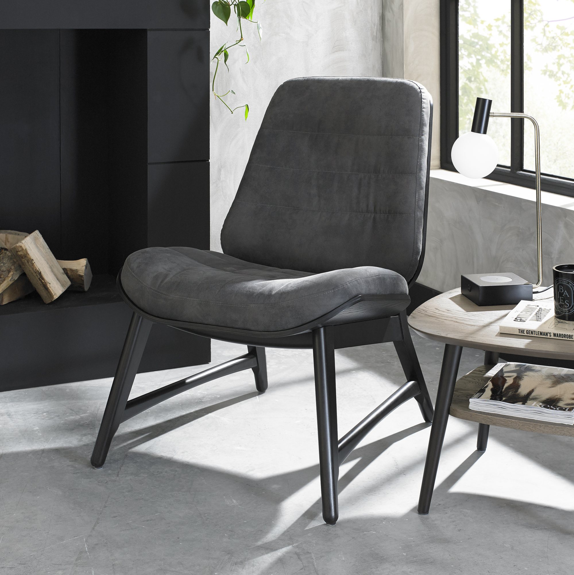 Home Origins Tuxen Peppercorn Casual Chair- Dark Grey Fabric- feature