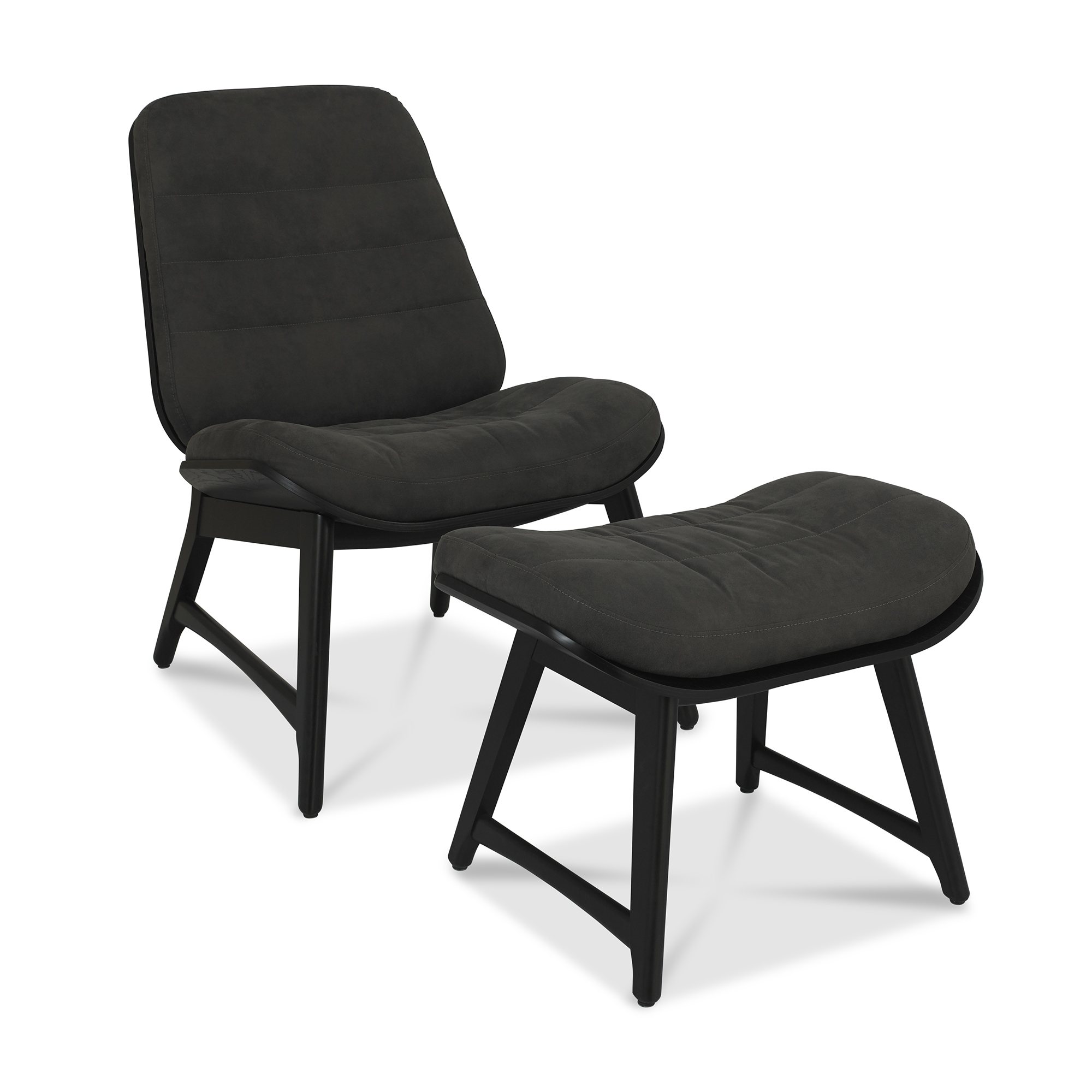 Home Origins Tuxen Peppercorn Casual Chair- Dark Grey Fabric- footstool