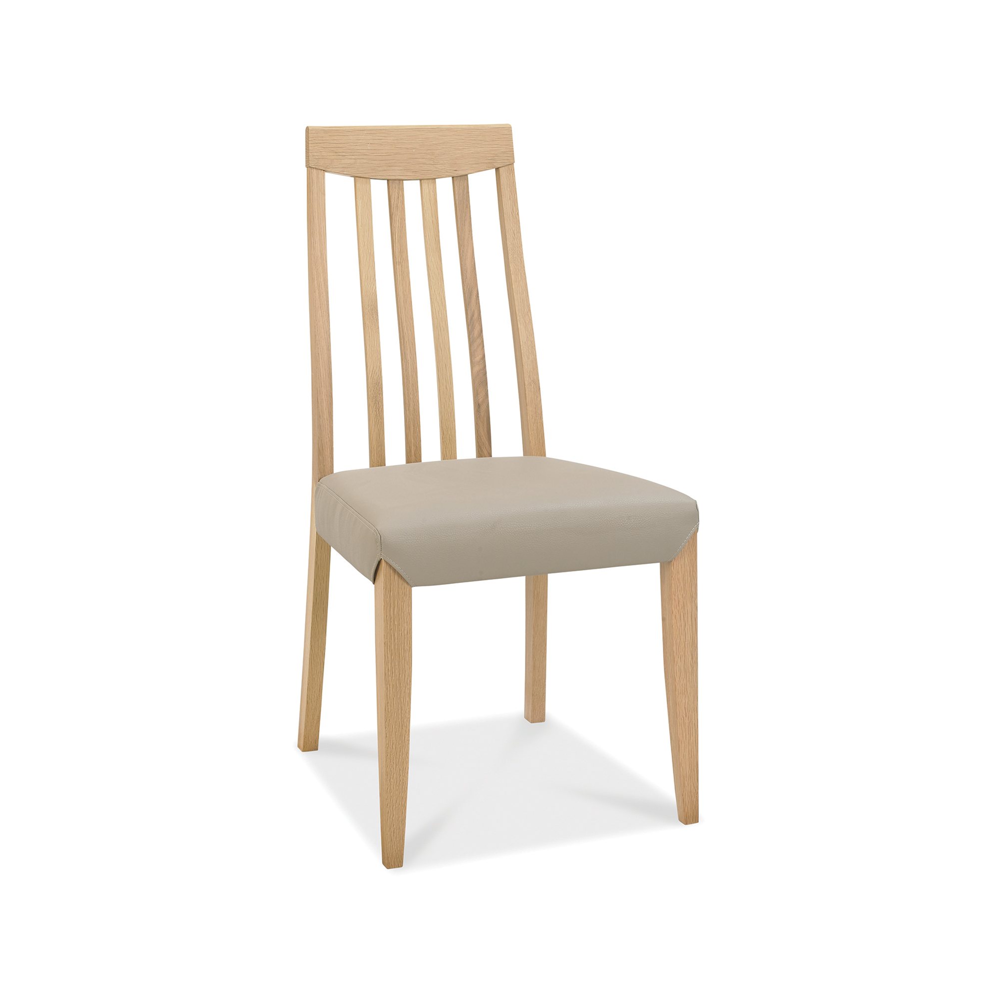 Jasper - Oak Slatted Back Dining Chair in a Grey Bonded Leather (Pair)