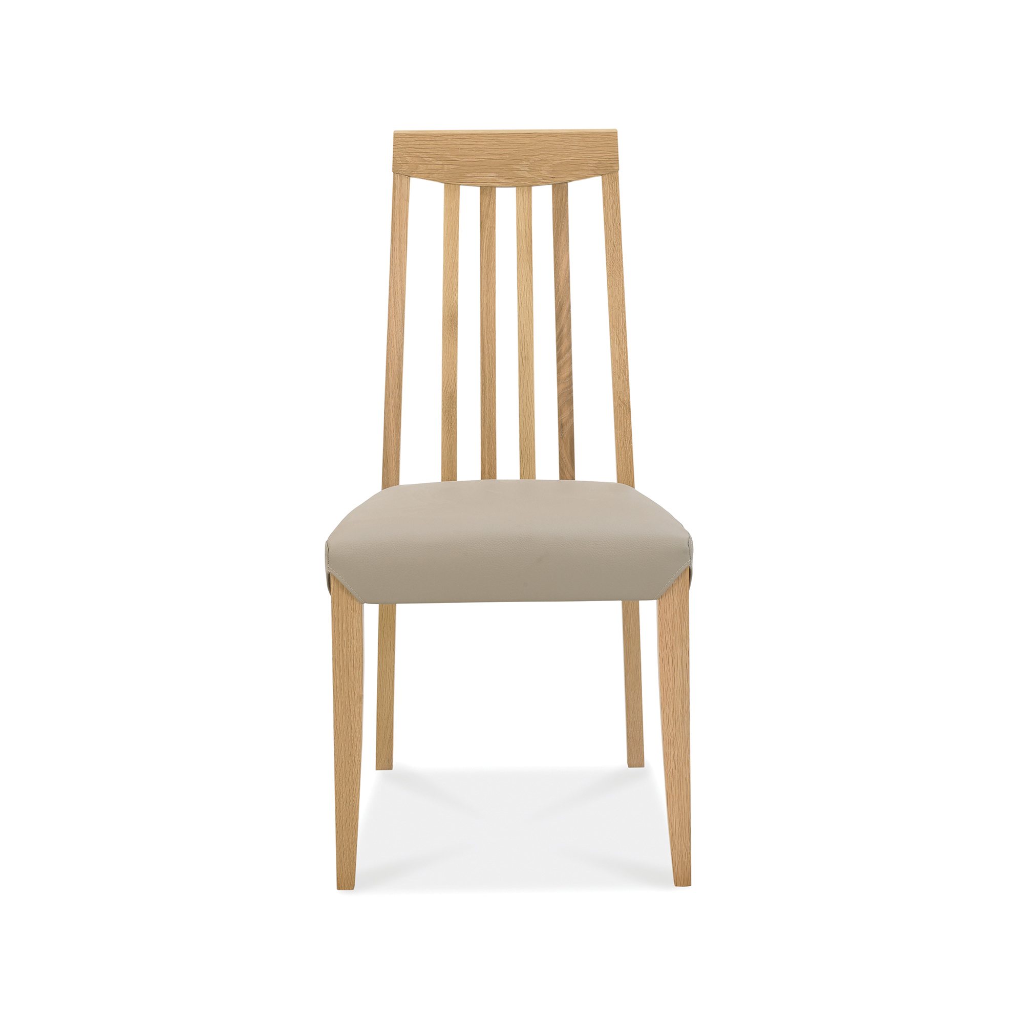 Jasper - Oak Slatted Back Dining Chair in a Grey Bonded Leather (Pair)