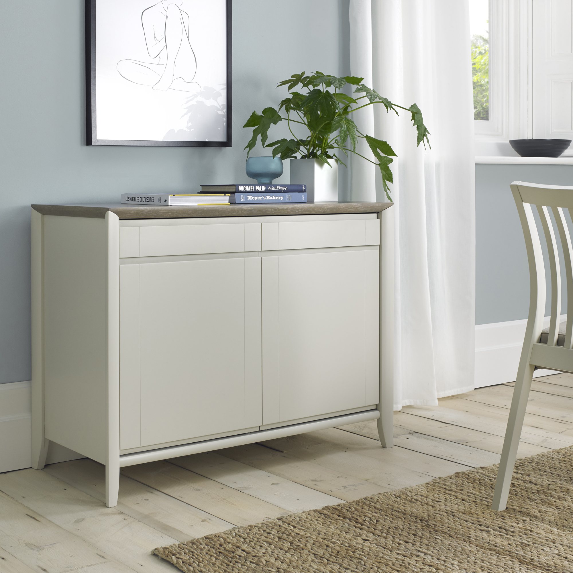 Jasper Grey Washed Oak & Soft Grey Narrow Sideboard