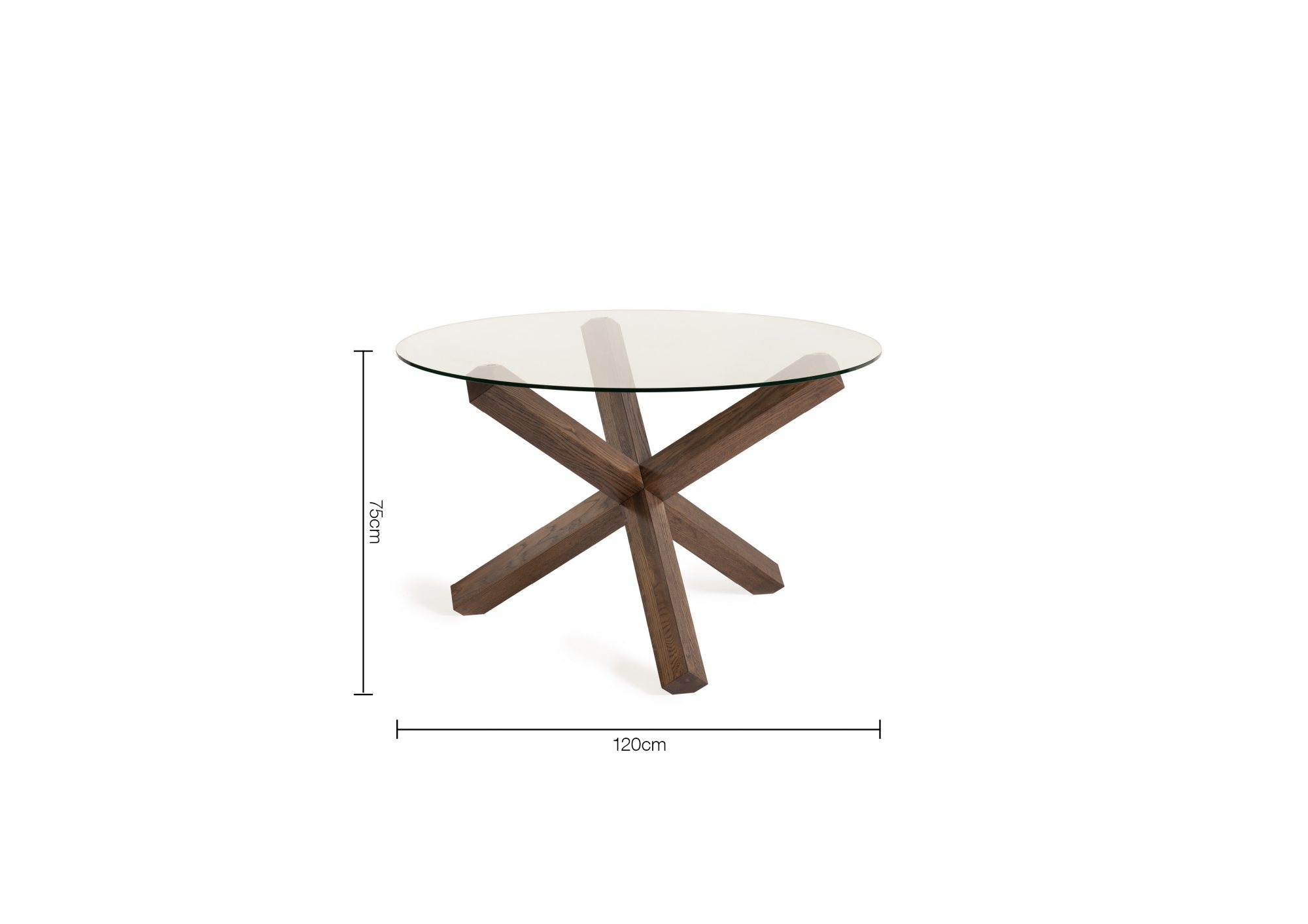 Goya - Dark Oak Glass 4 Seater Circular Dining Table