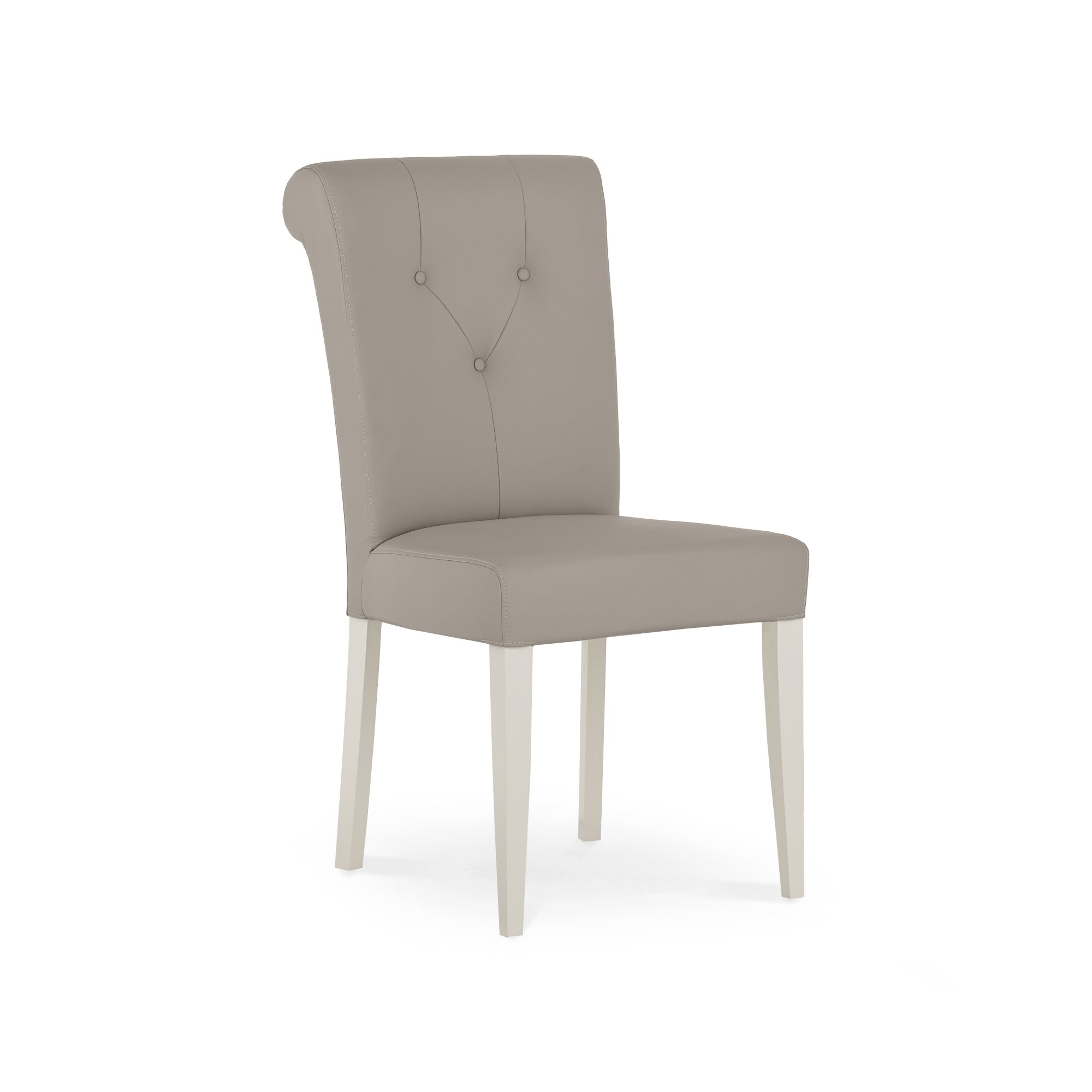 Miller - Grey Washed Oak Dining Chair in Grey Bonded Leather (Pair)