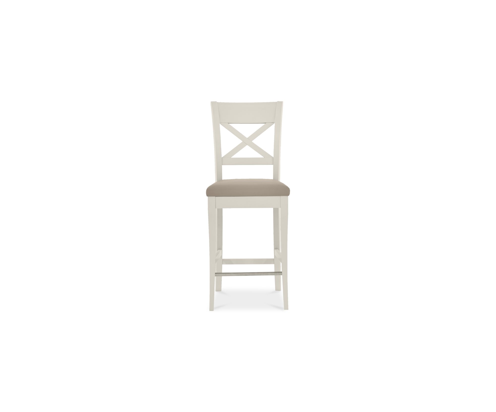 Miller - Grey Washed Oak X Back Bar Stool in Grey Bonded Leather (Pair)