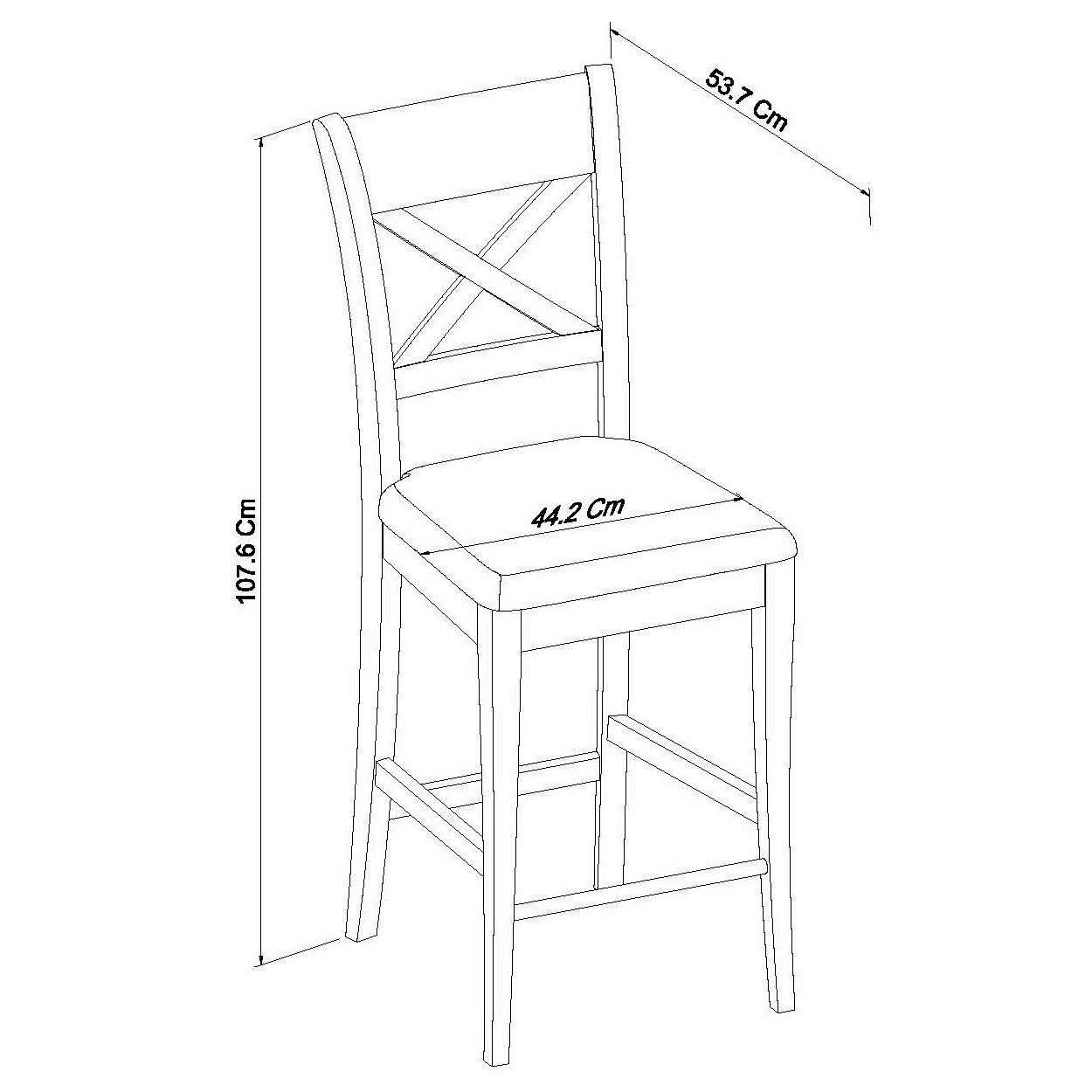 Miller - Grey Washed Oak X Back Bar Stool in Grey Bonded Leather (Pair)