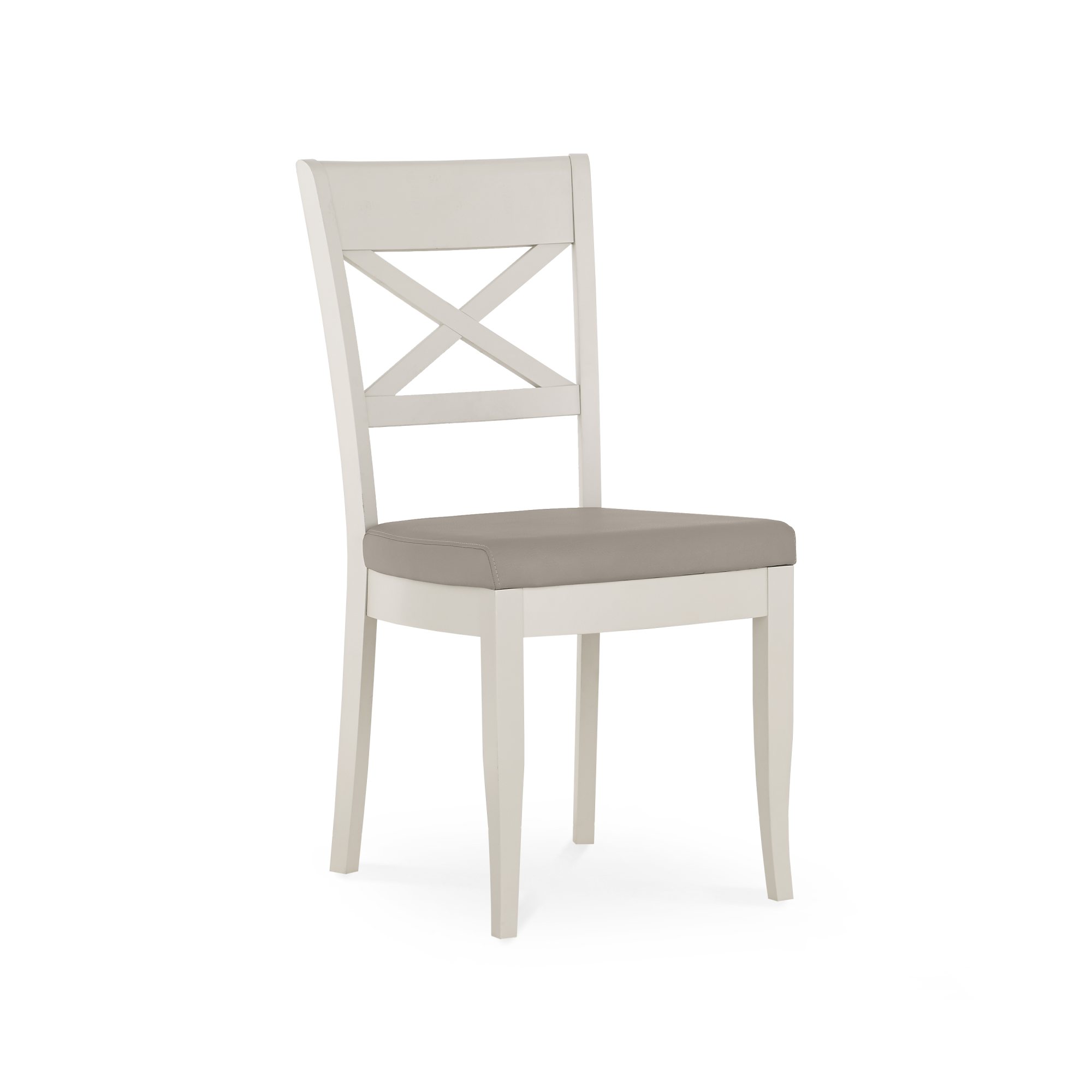 Miller - Grey Washed Oak X Back Dining Chair in Grey Bonded Leather (Pair)