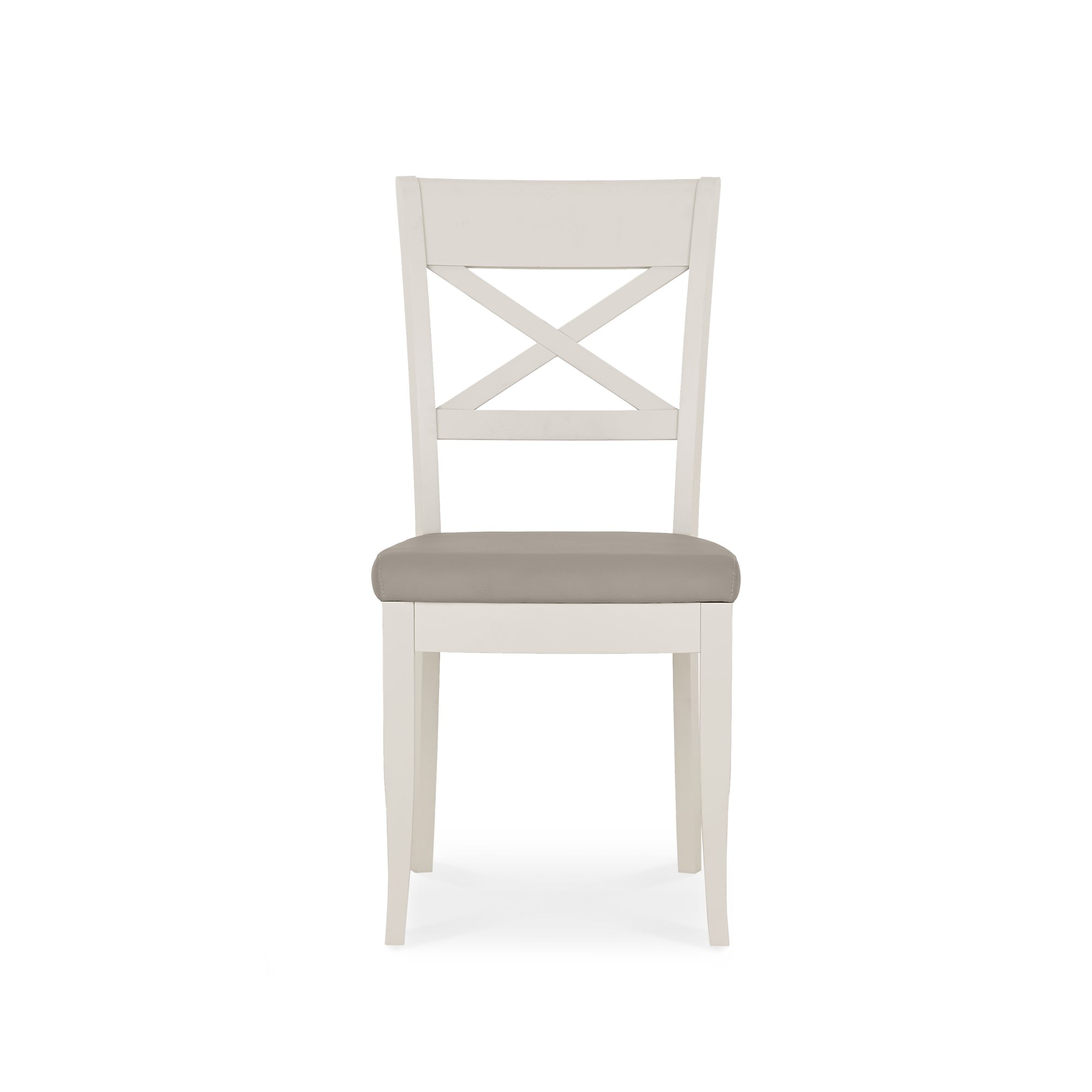 Miller - Grey Washed Oak X Back Dining Chair in Grey Bonded Leather (Pair)