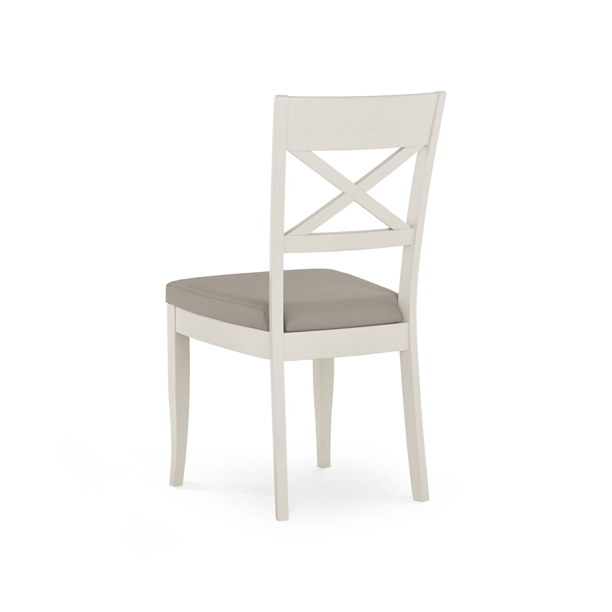 Miller - Grey Washed Oak X Back Dining Chair in Grey Bonded Leather (Pair)