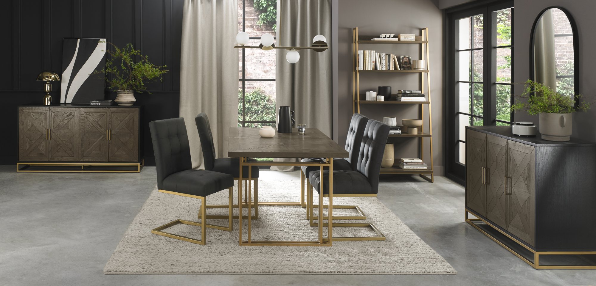 Varela - Cantilever Dining Chair in Black Fabric (Pair)