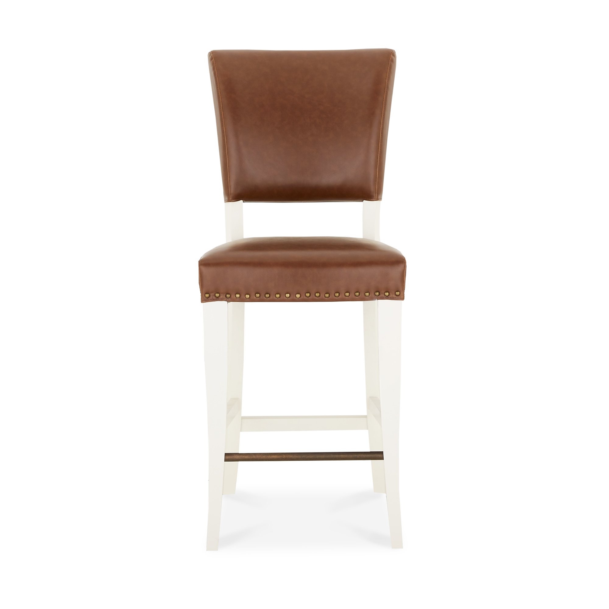 Rivera - Ivory Bar Stool in a Rustic Tan Faux Leather (Pair)