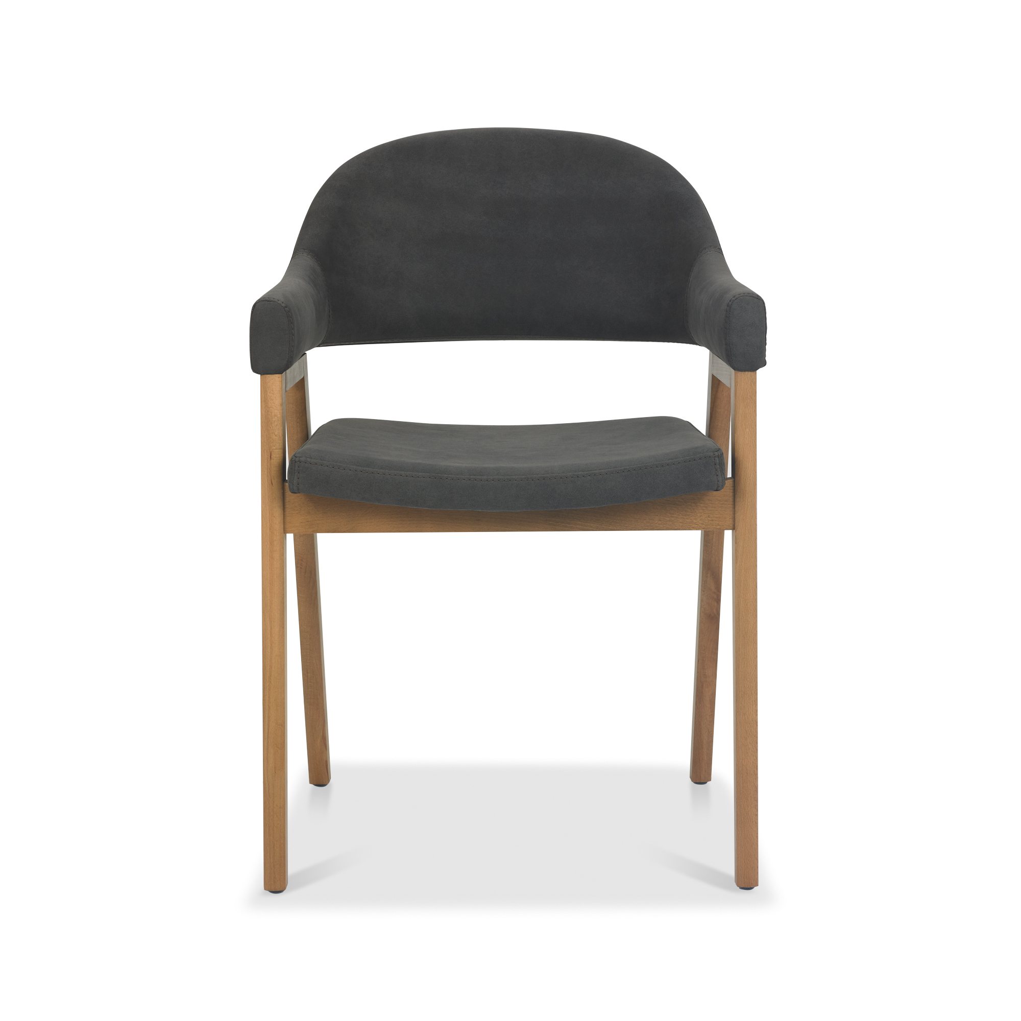 Rosen - Rustic Oak Dining Arm Chair in Dark Grey Fabric (Pair)