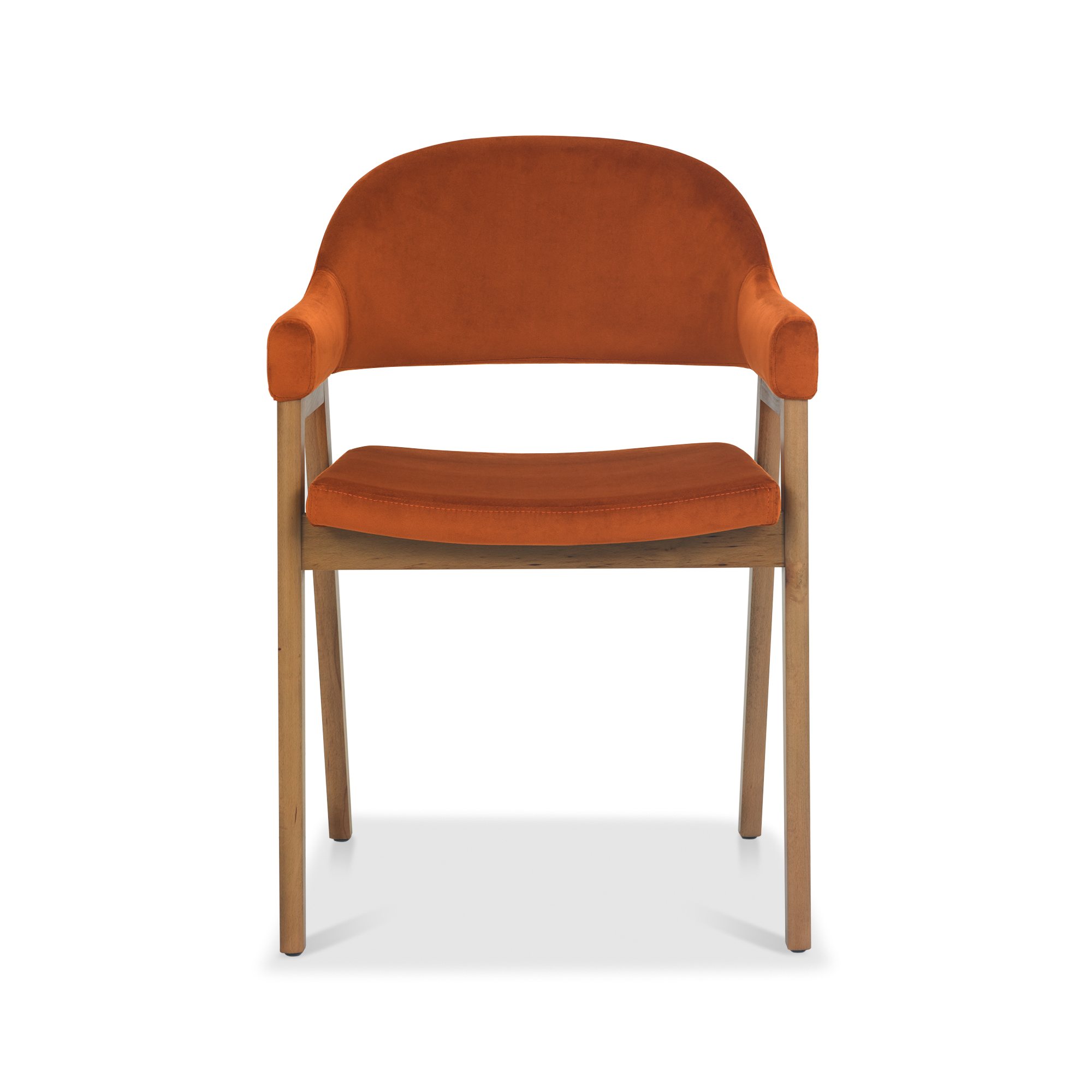 Rosen - Rustic Oak Dining Arm Chair in Rust Velvet (Pair)