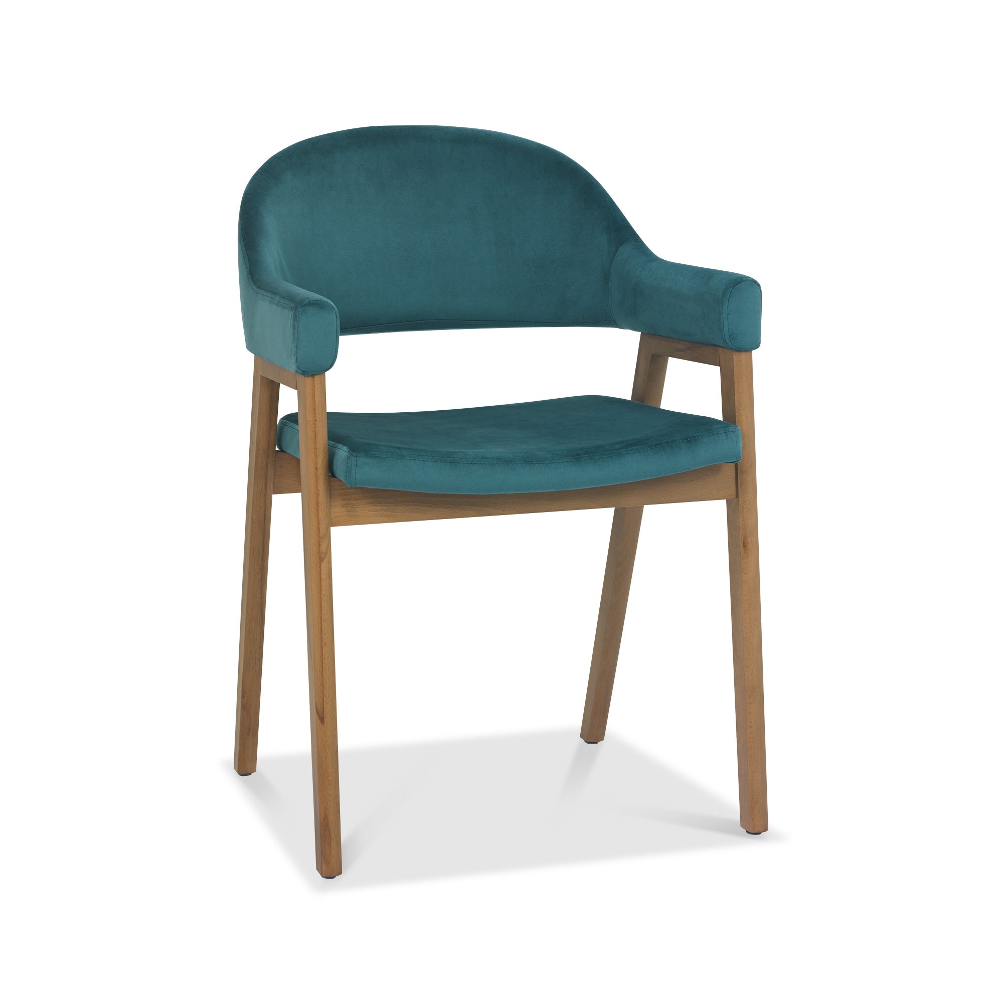 Rosen - Rustic Oak Dining Arm Chair in Oak Azure Velvet (Pair)