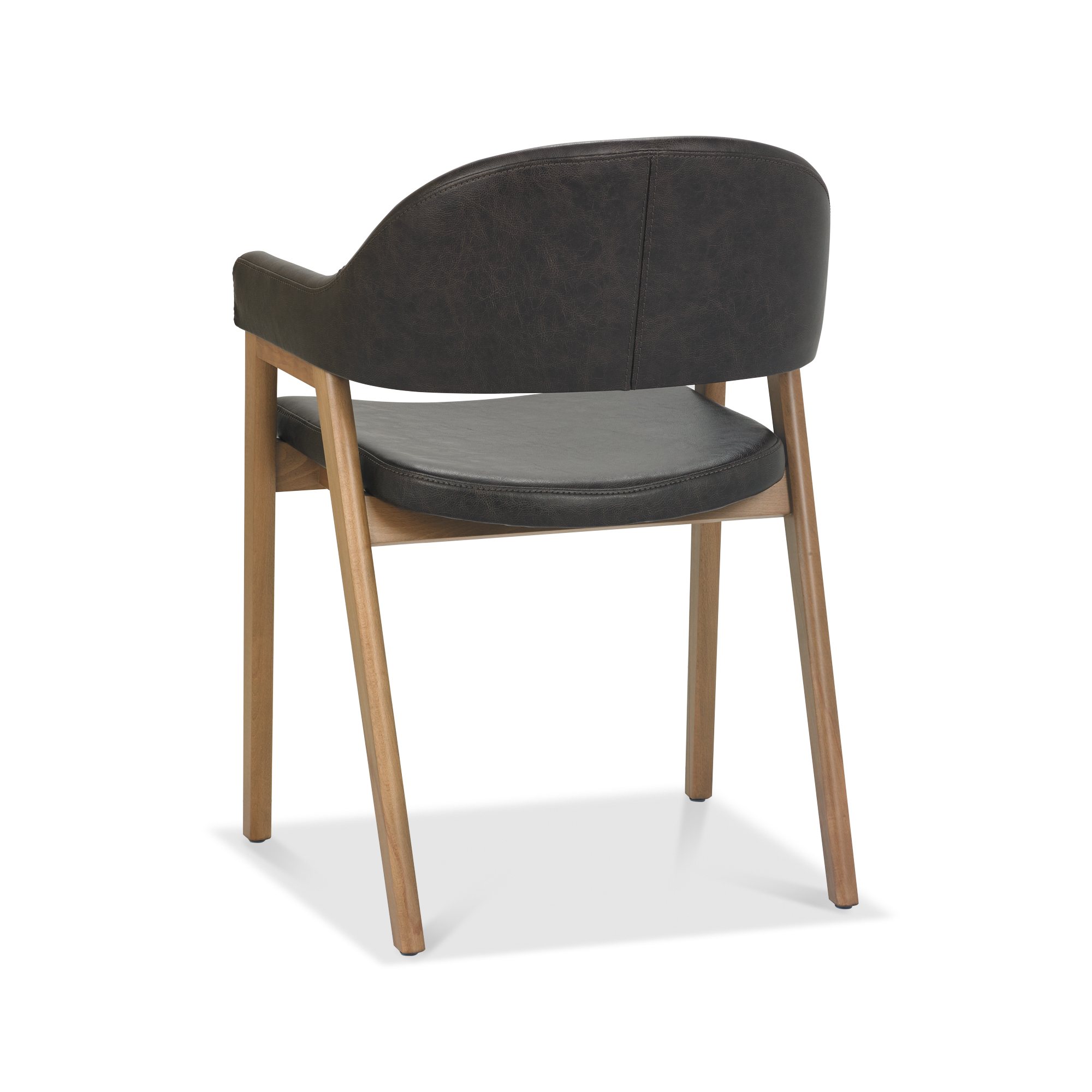 Rosen - Rustic Oak Dining Arm Chair in Vintage Brown Bonded Leather (Pair)