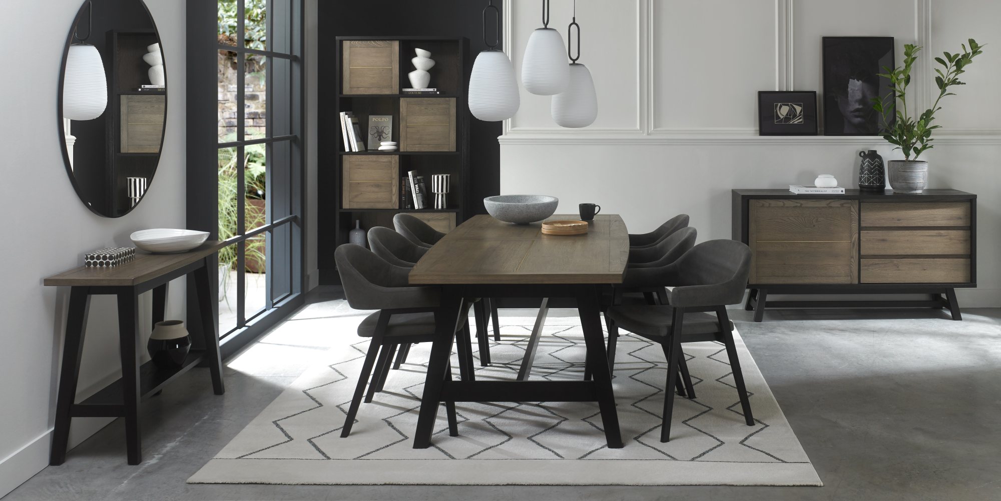 Rosen - Peppercorn Dining Arm Chair in Dark Grey Fabric (Pair)