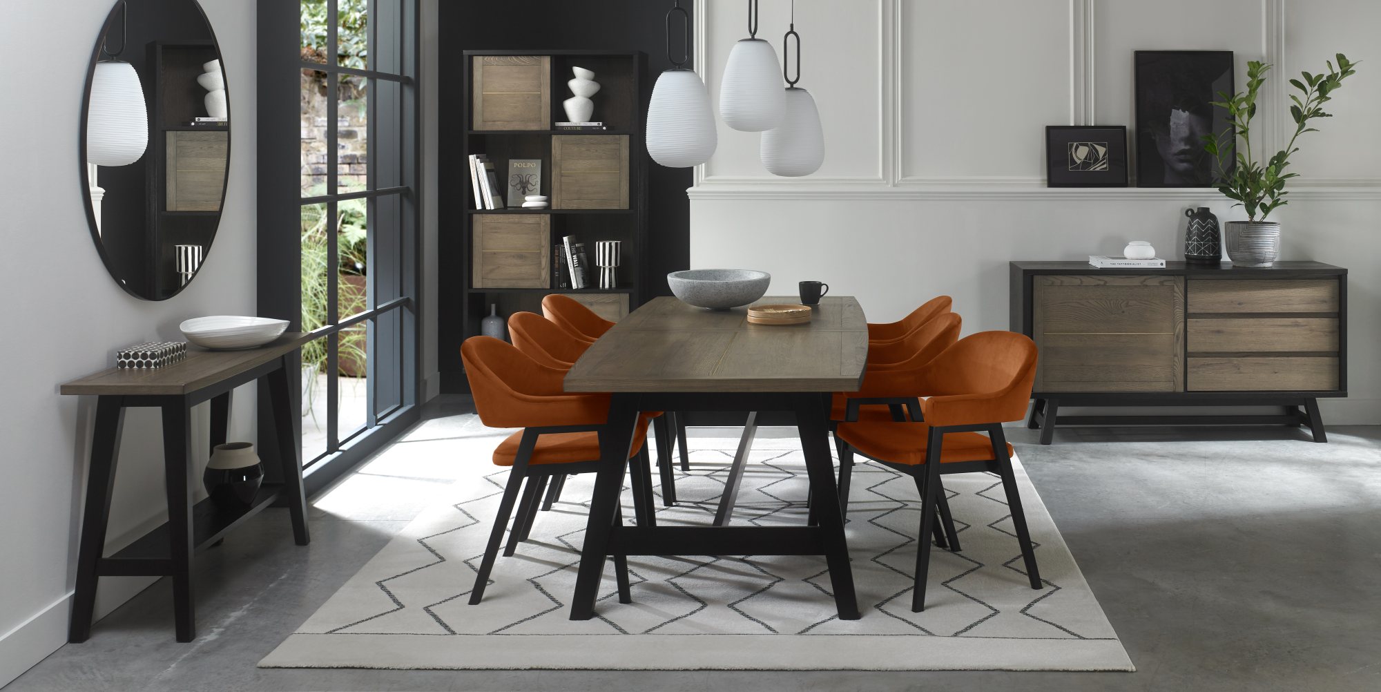 Rosen - Peppercorn Dining Arm Chair in Rust Velvet (Pair)