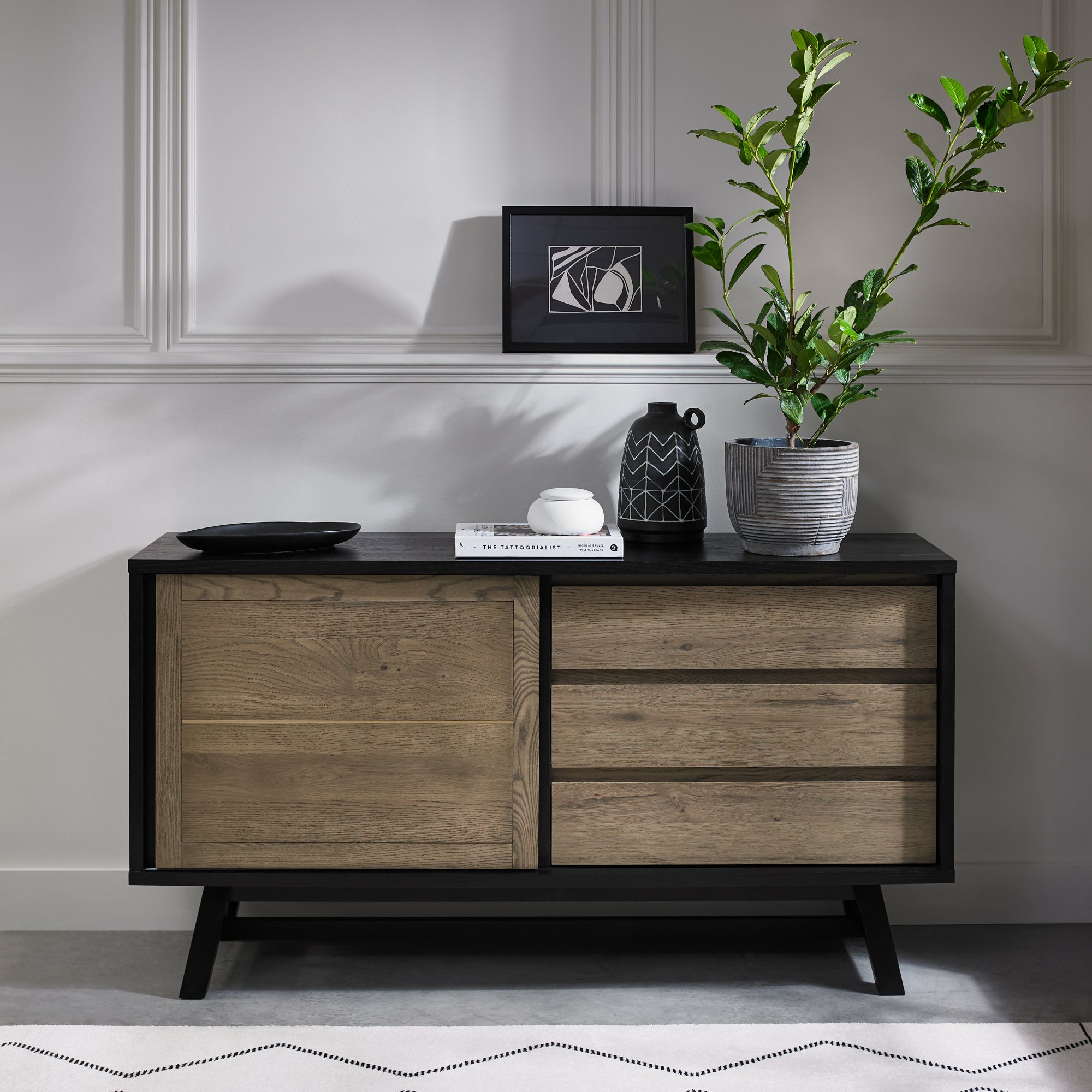 Rosen Weathered Oak & Peppercorn Wide Sideboard