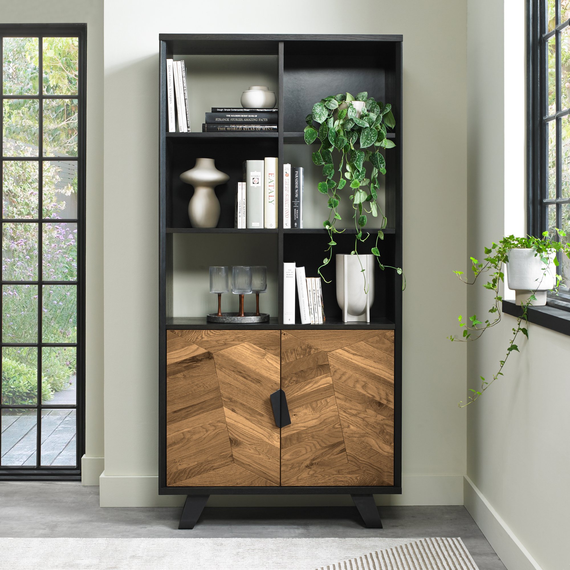 Castello Rustic Oak & Peppercorn Display Cabinet