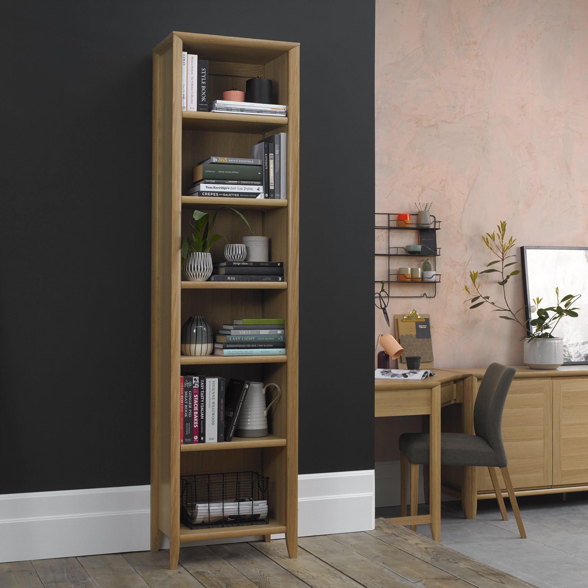 Jasper Oak Narrow Bookcase