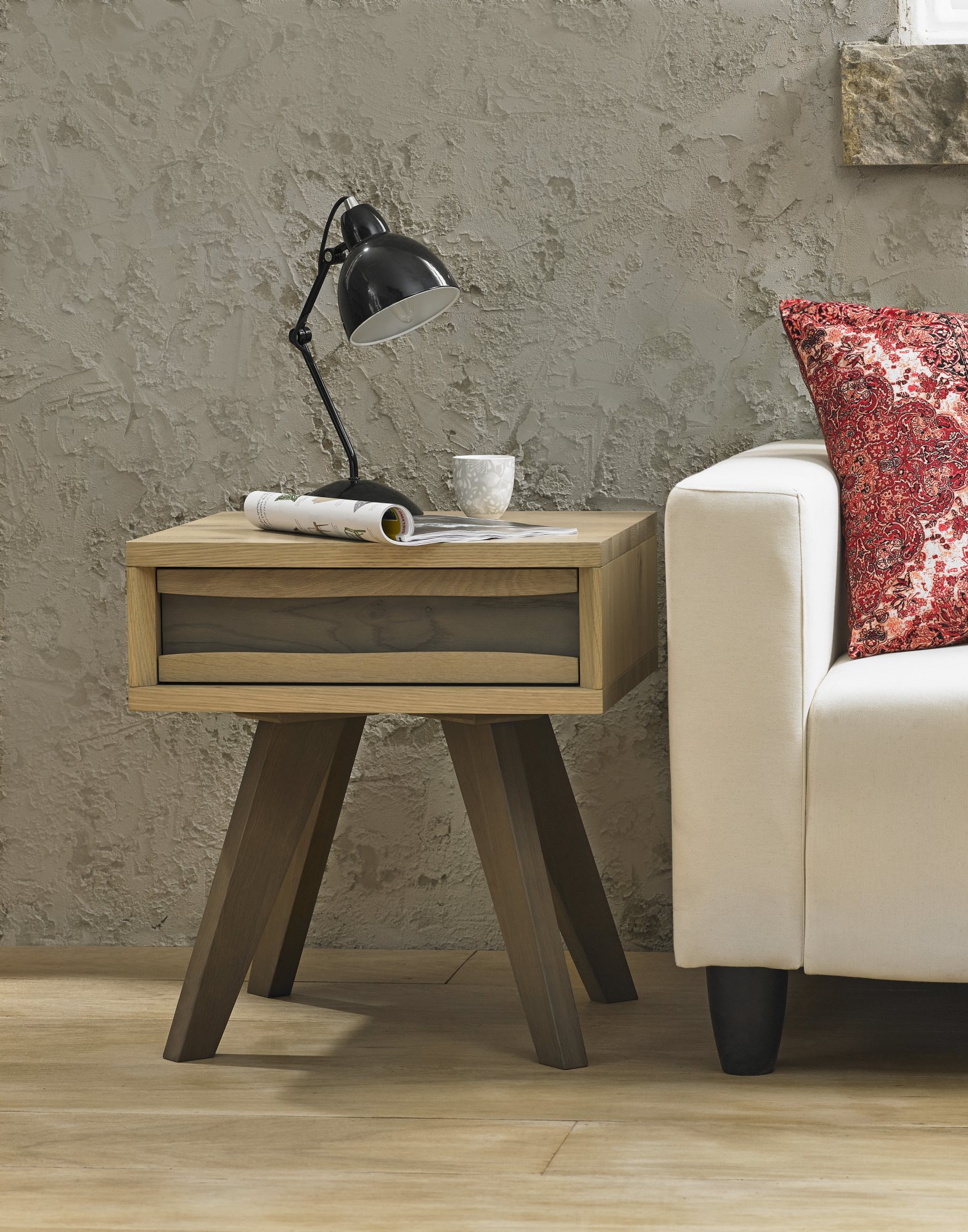 Garner Aged Oak Lamp Table with Drawer