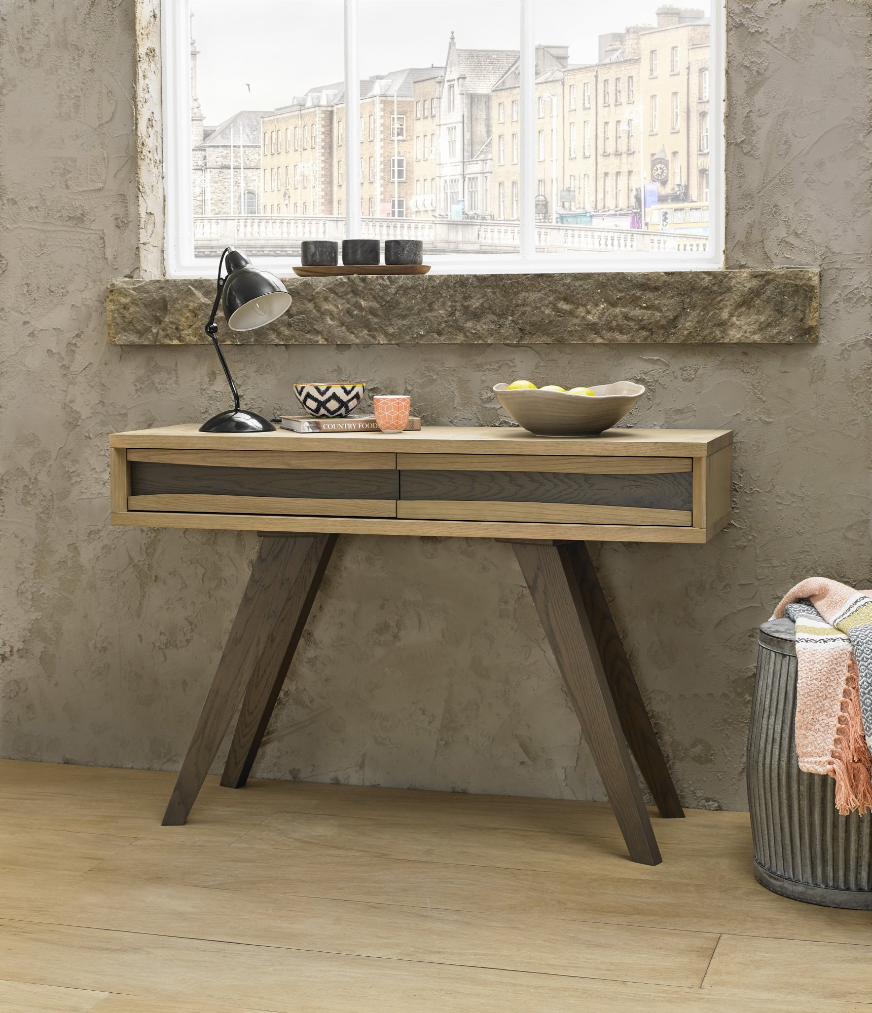 Garner Aged Oak Console Table with Drawers