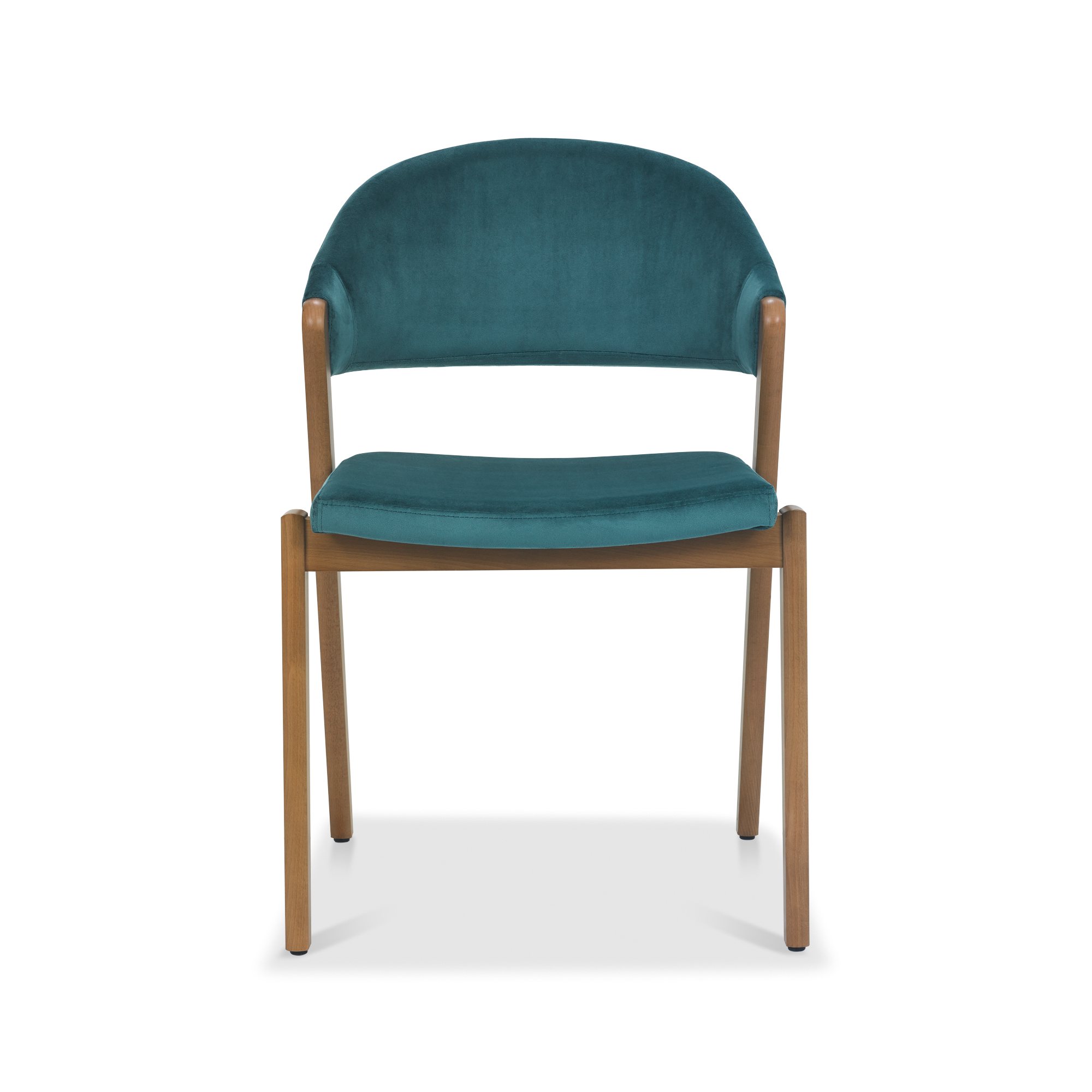Rosen - Rustic Oak Dining Chair in Azure Velvet (Pair)