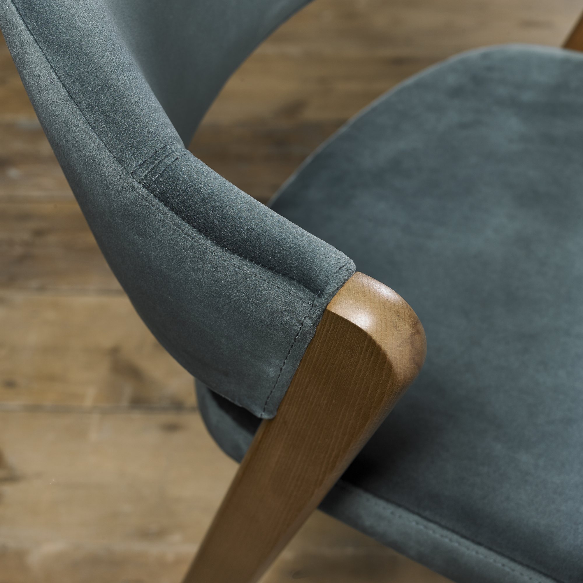 Rosen - Rustic Oak Dining Chair in Azure Velvet (Pair)