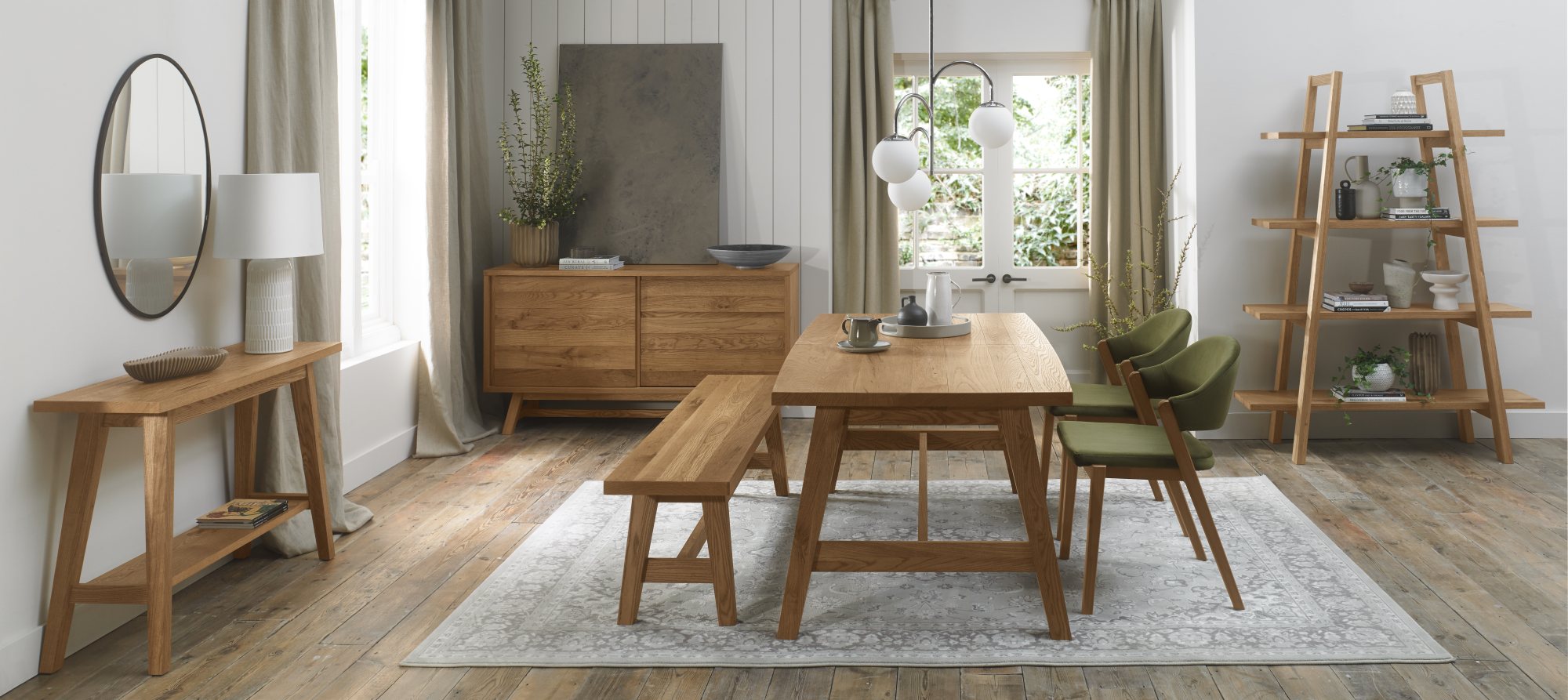 Rosen - Rustic Oak Dining Chair in Cedar Velvet (Pair)