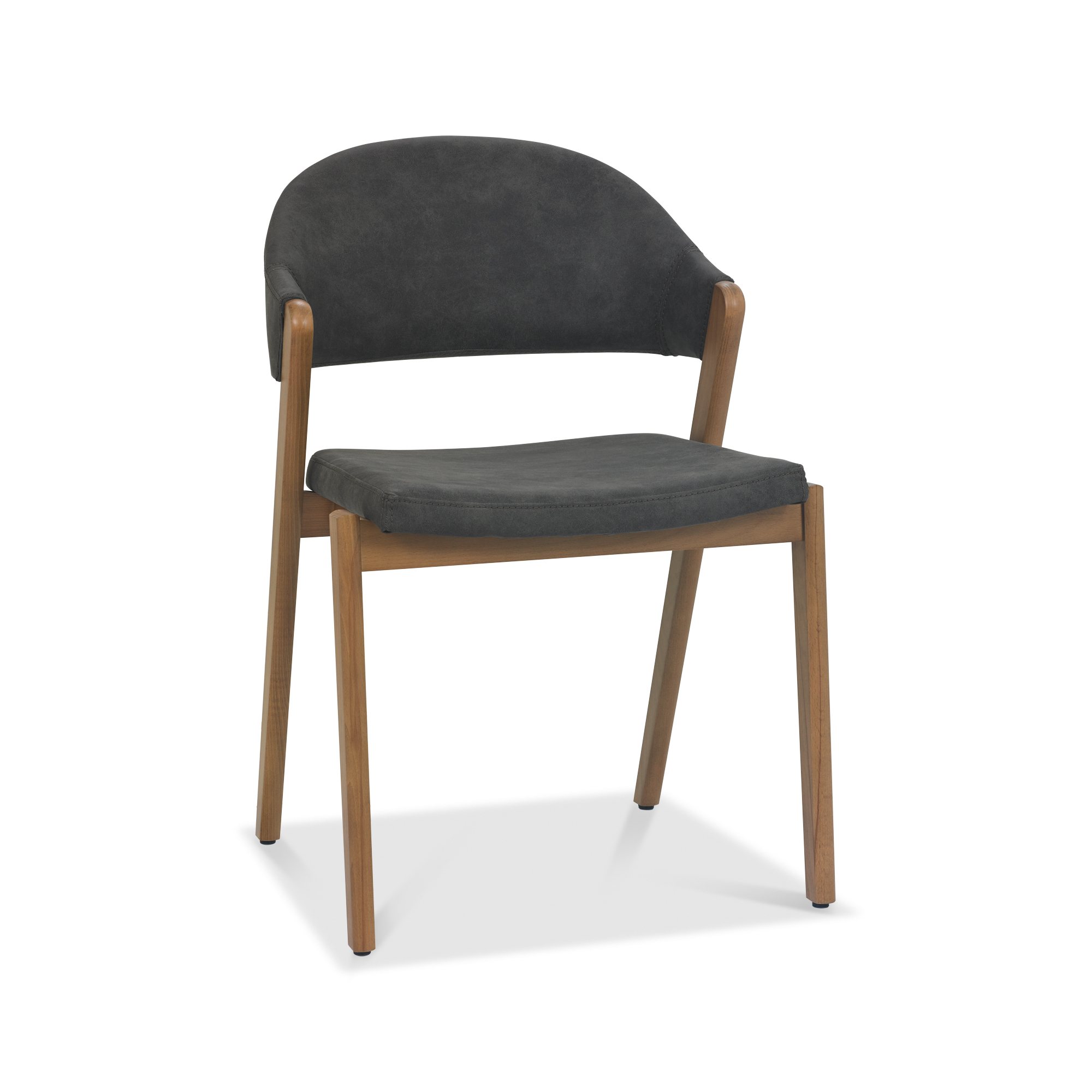 Rosen - Rustic Oak Dining Chair in Dark Grey Fabric (Pair)