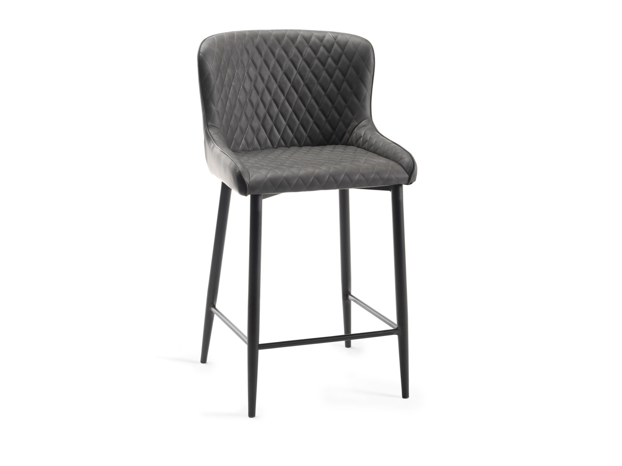 Cezanne - Bar Stool in Dark Grey Faux Leather (Pair)