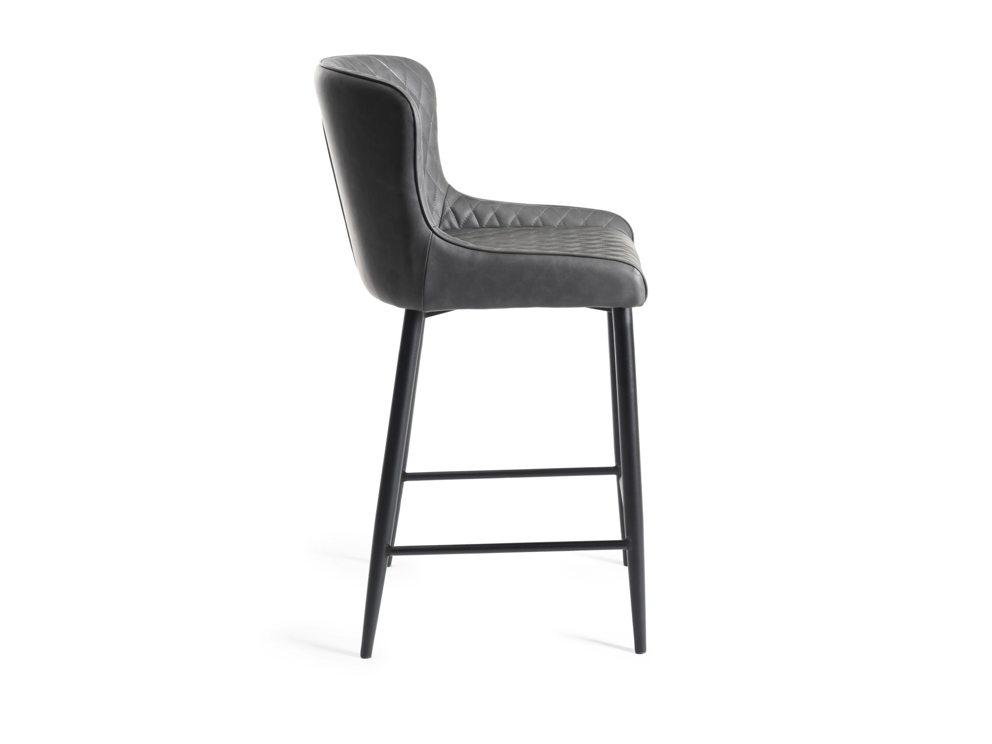 Cezanne - Bar Stool in Dark Grey Faux Leather (Pair)