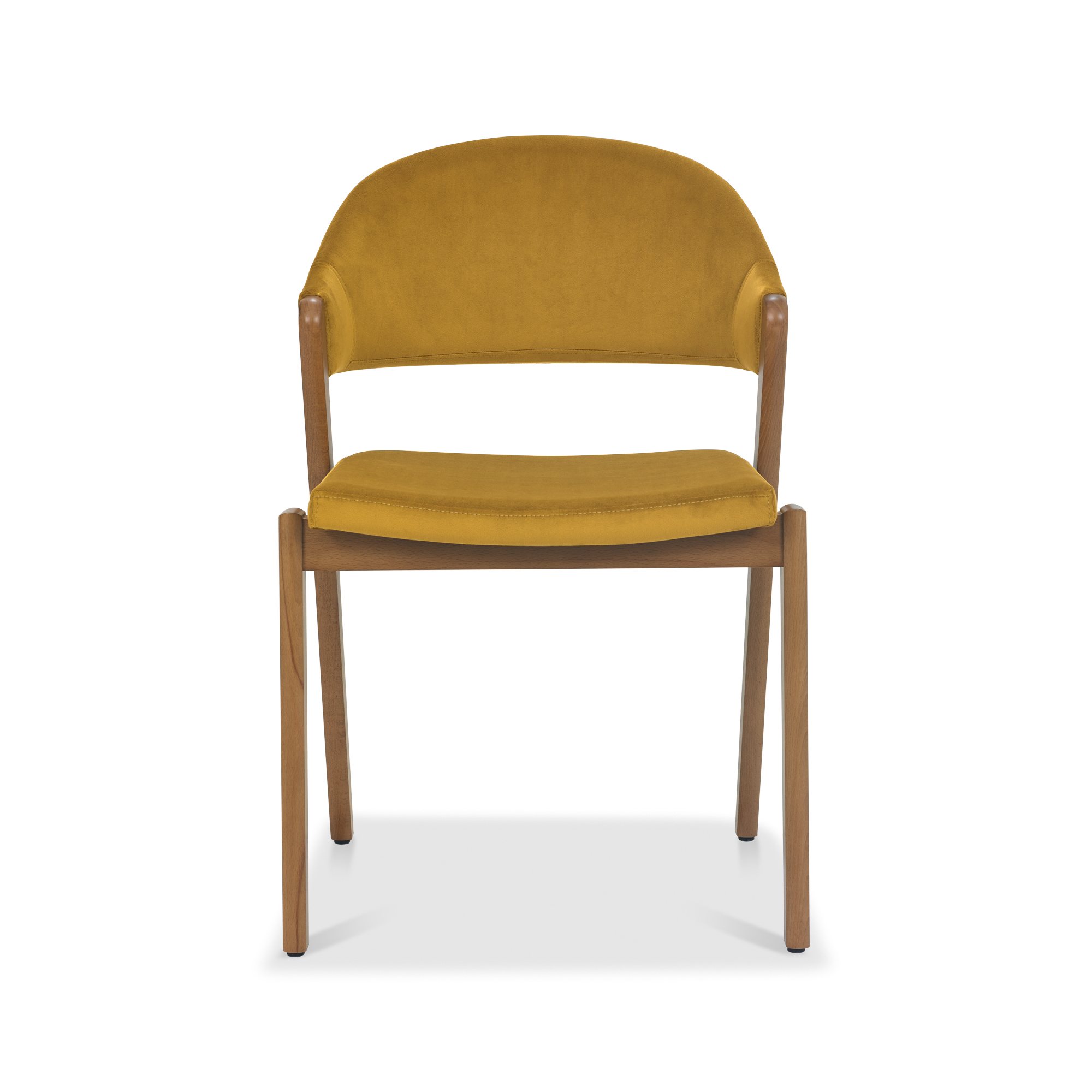 Rosen - Rustic Oak Dining Chair in Dark Mustard Velvet (Pair)