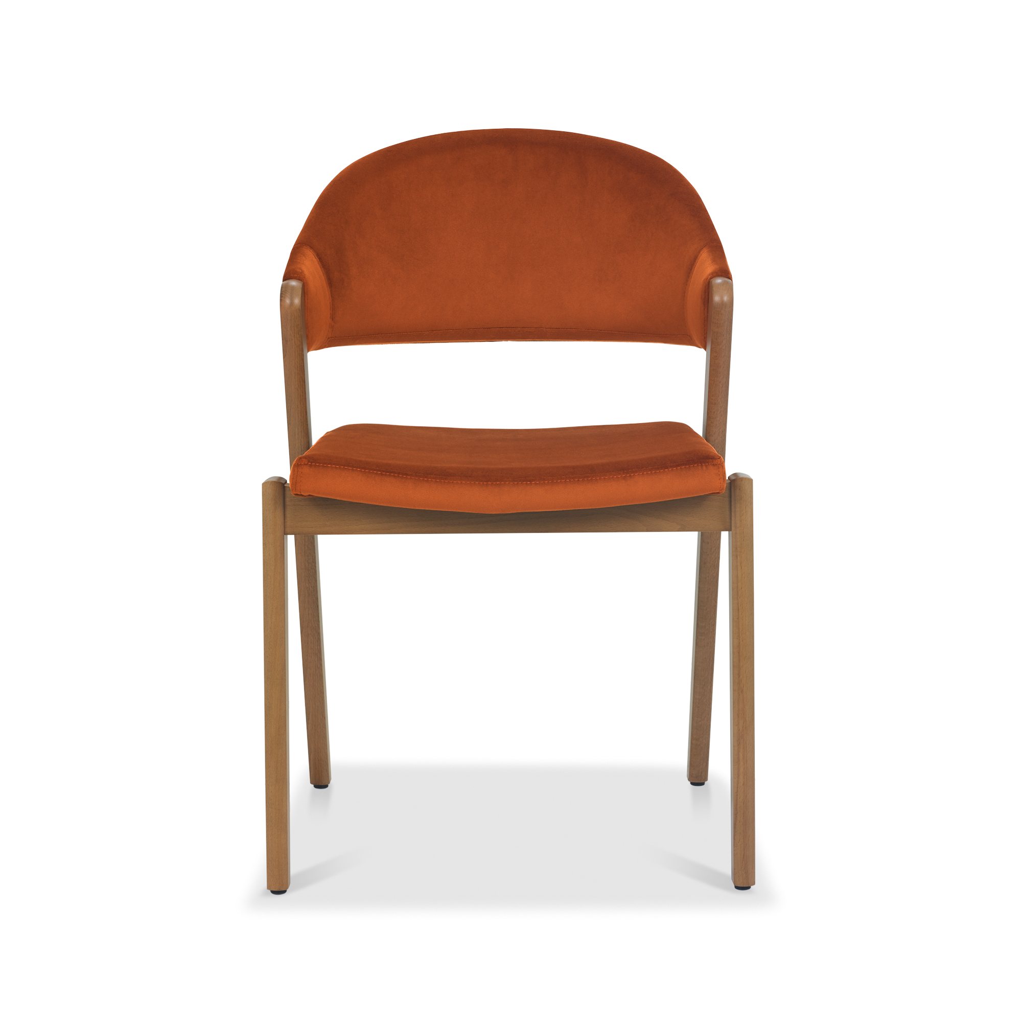 Rosen - Rustic Oak Dining Chair in Rust Velvet (Pair)