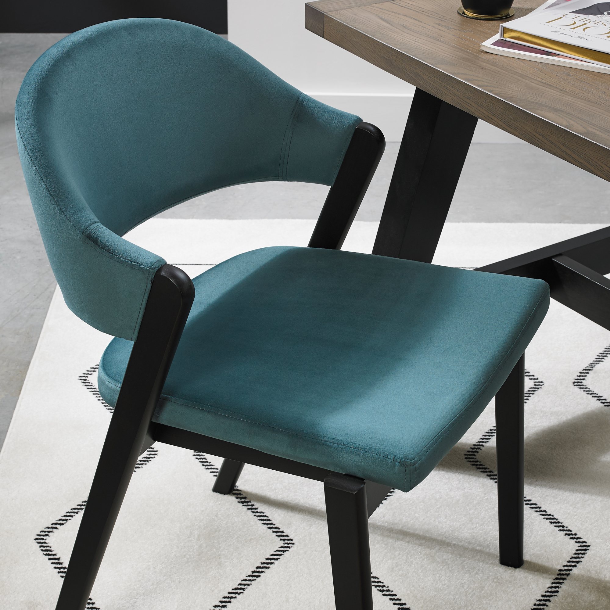 Rosen - Peppercorn Dining Chair in Azure Velvet (Pair)