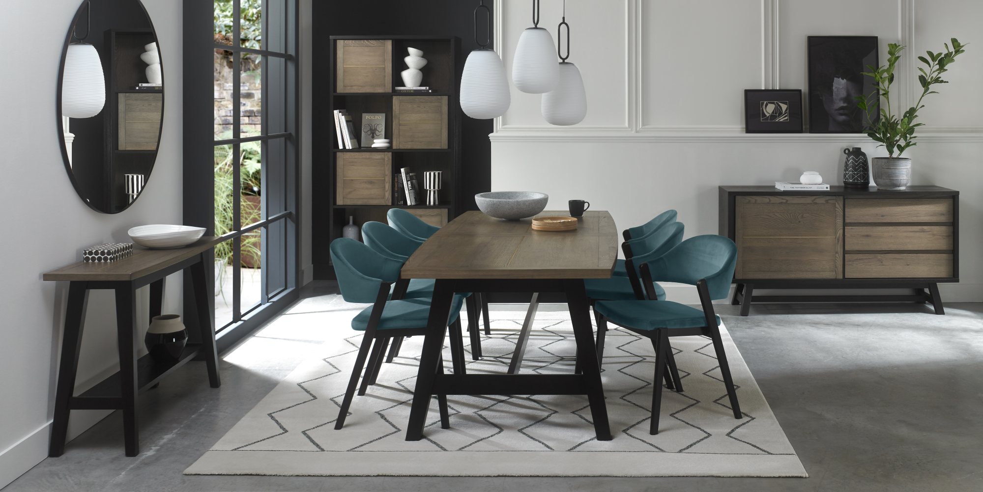 Rosen - Peppercorn Dining Chair in Azure Velvet (Pair)