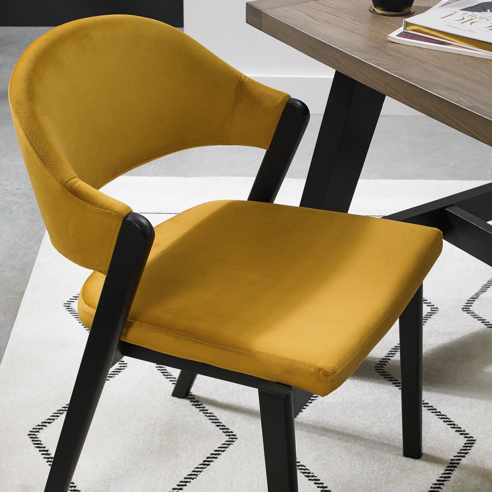 Rosen - Peppercorn Dining Chair Dark Mustard Velvet (Pair)