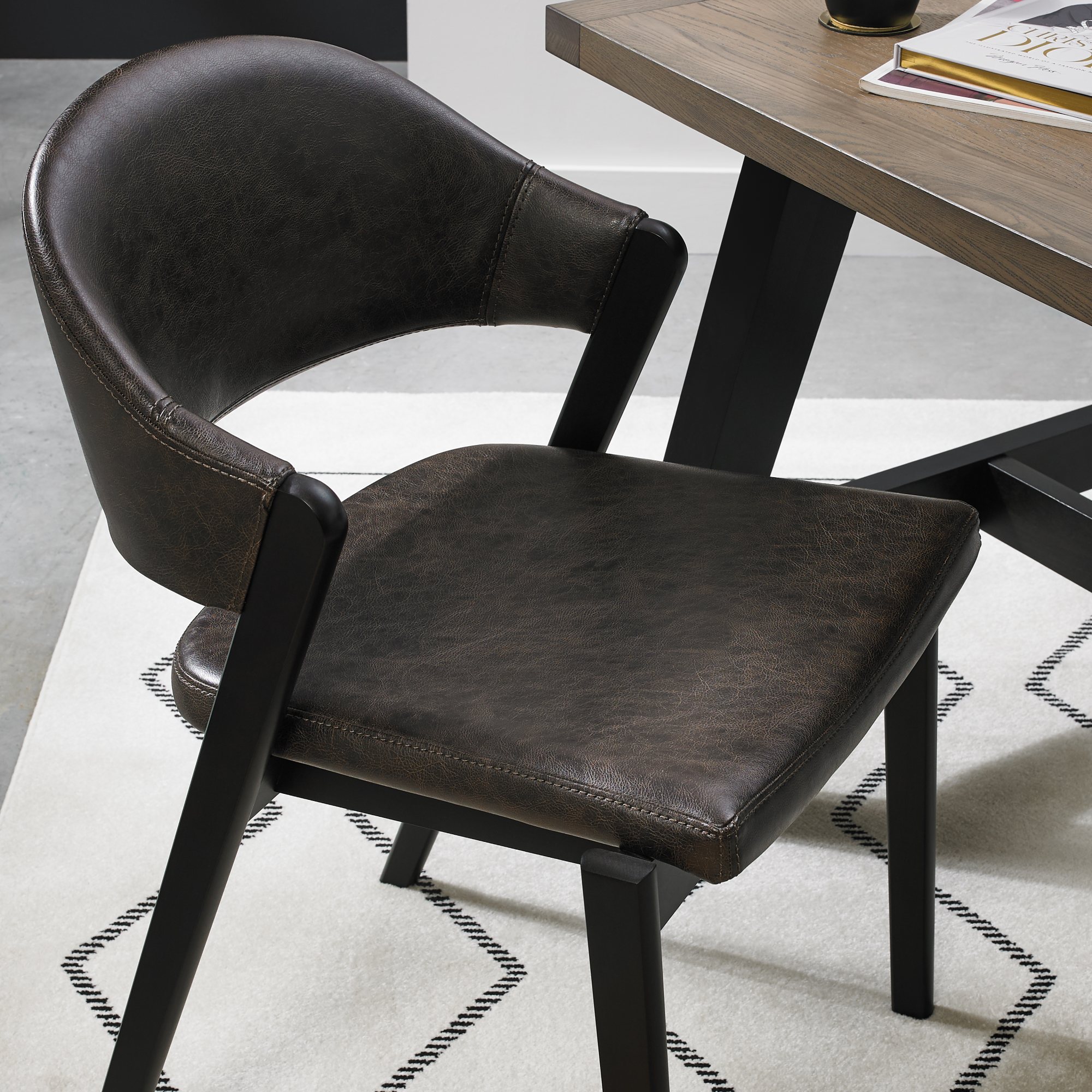 Rosen - Peppercorn Dining Chair in Vintage Brown Bonded Leather (Pair)