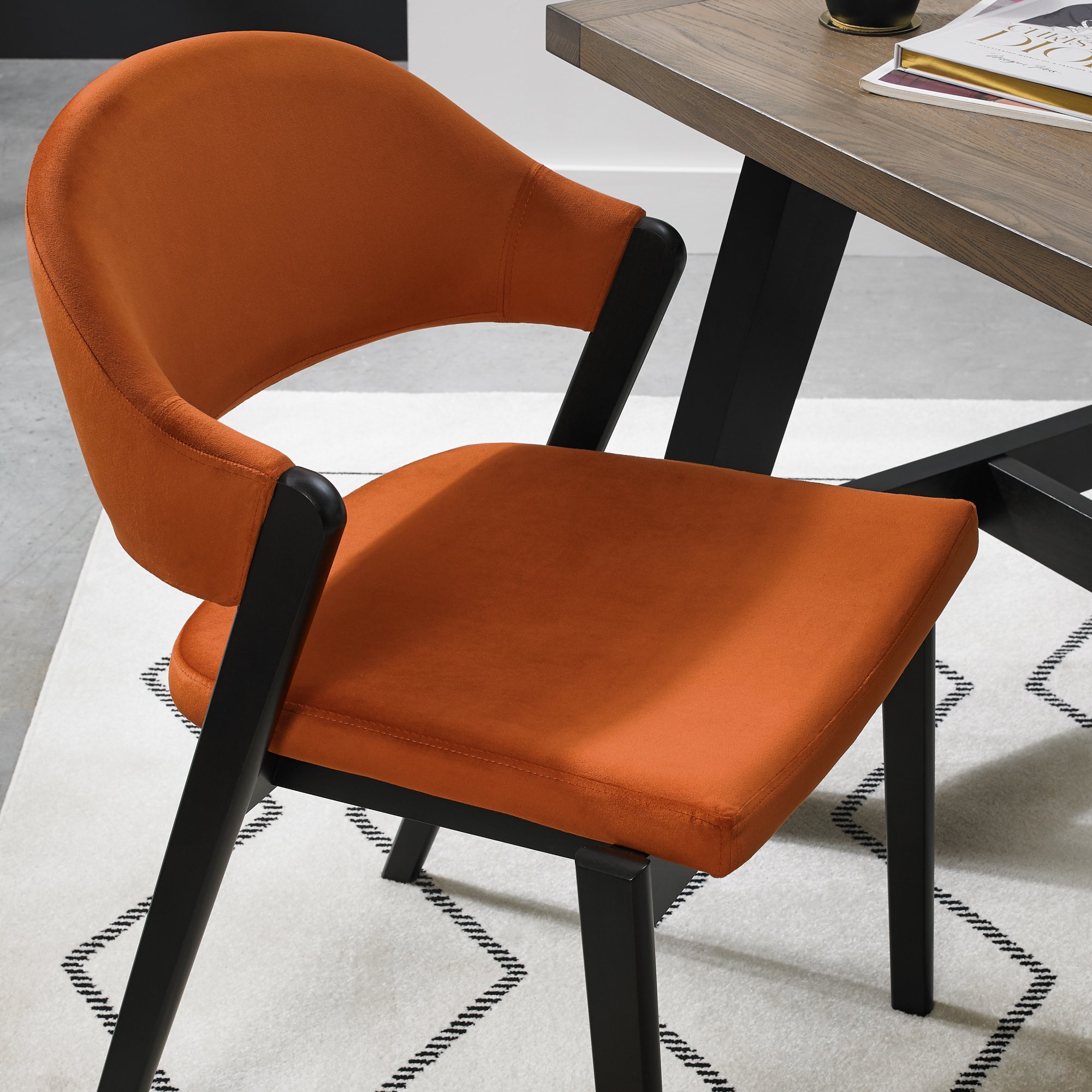 Rosen - Peppercorn Dining Chair in Rust Velvet (Pair)
